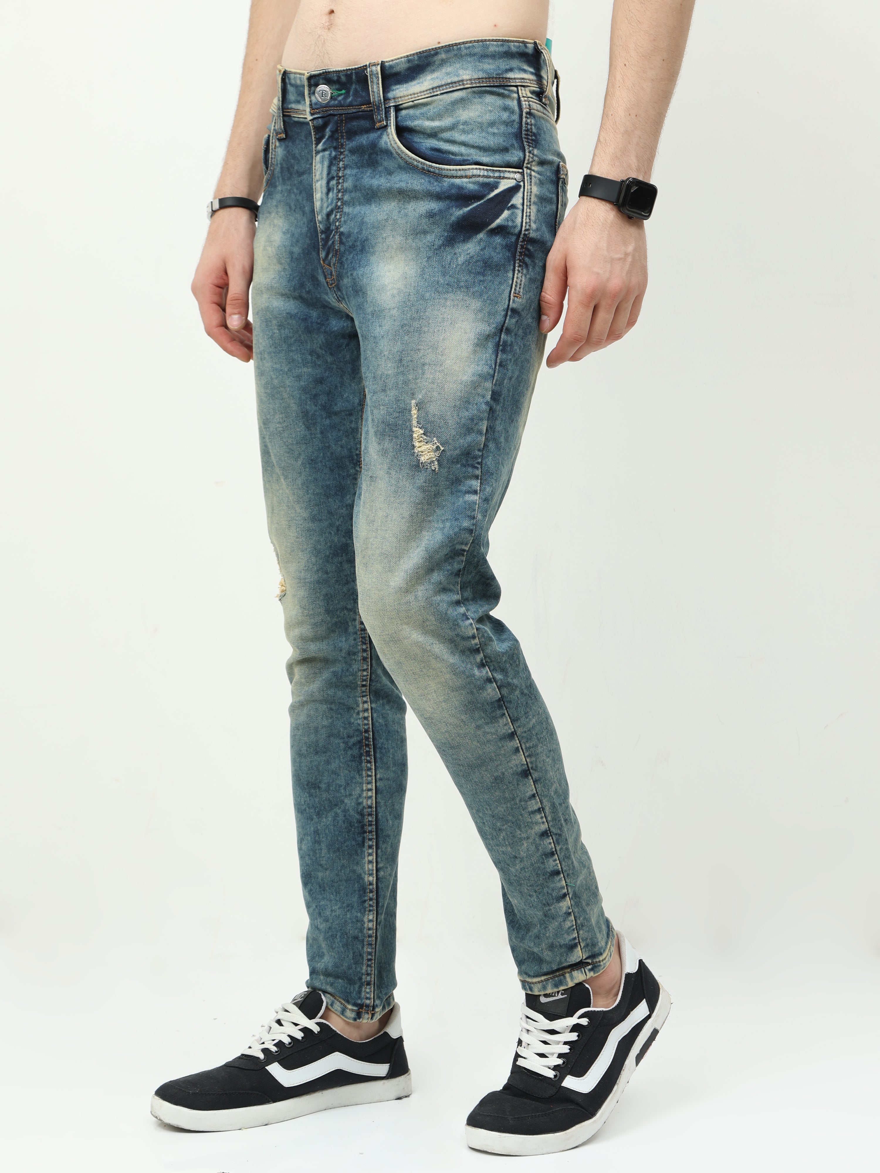 Men Trim Fit Acid Washed jeans