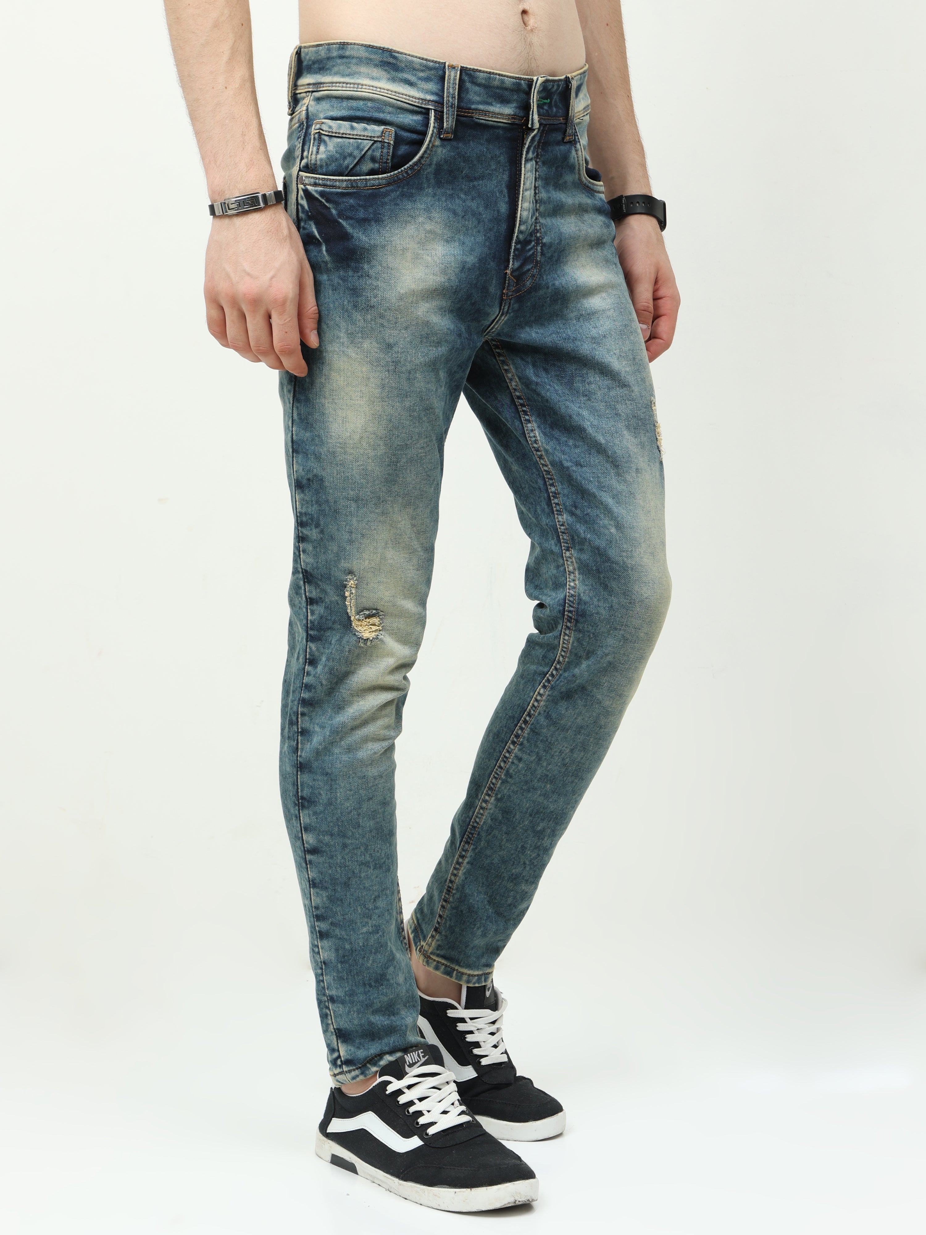 Men Trim Fit Acid Washed jeans