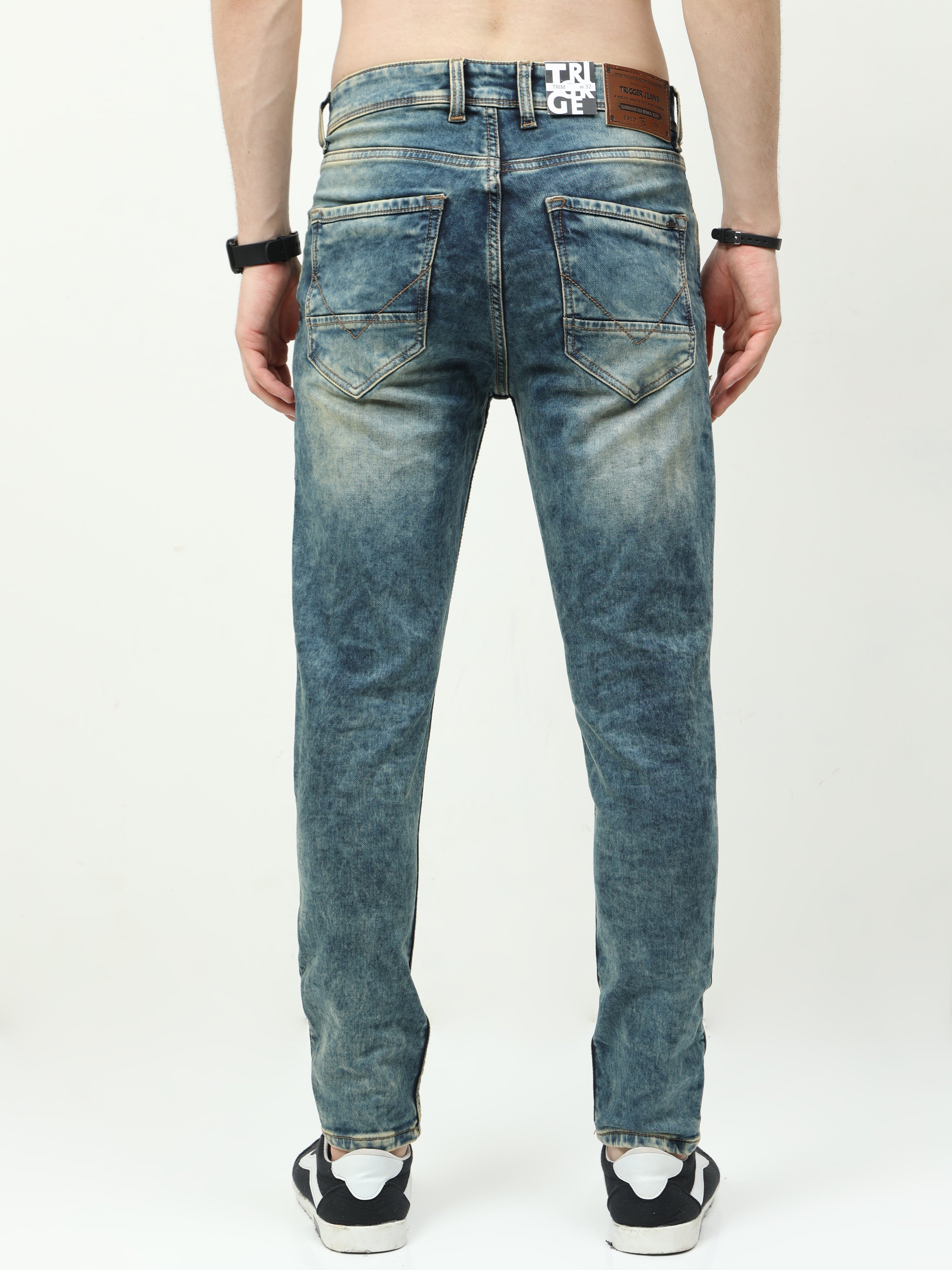 Men Trim Fit Acid Washed jeans