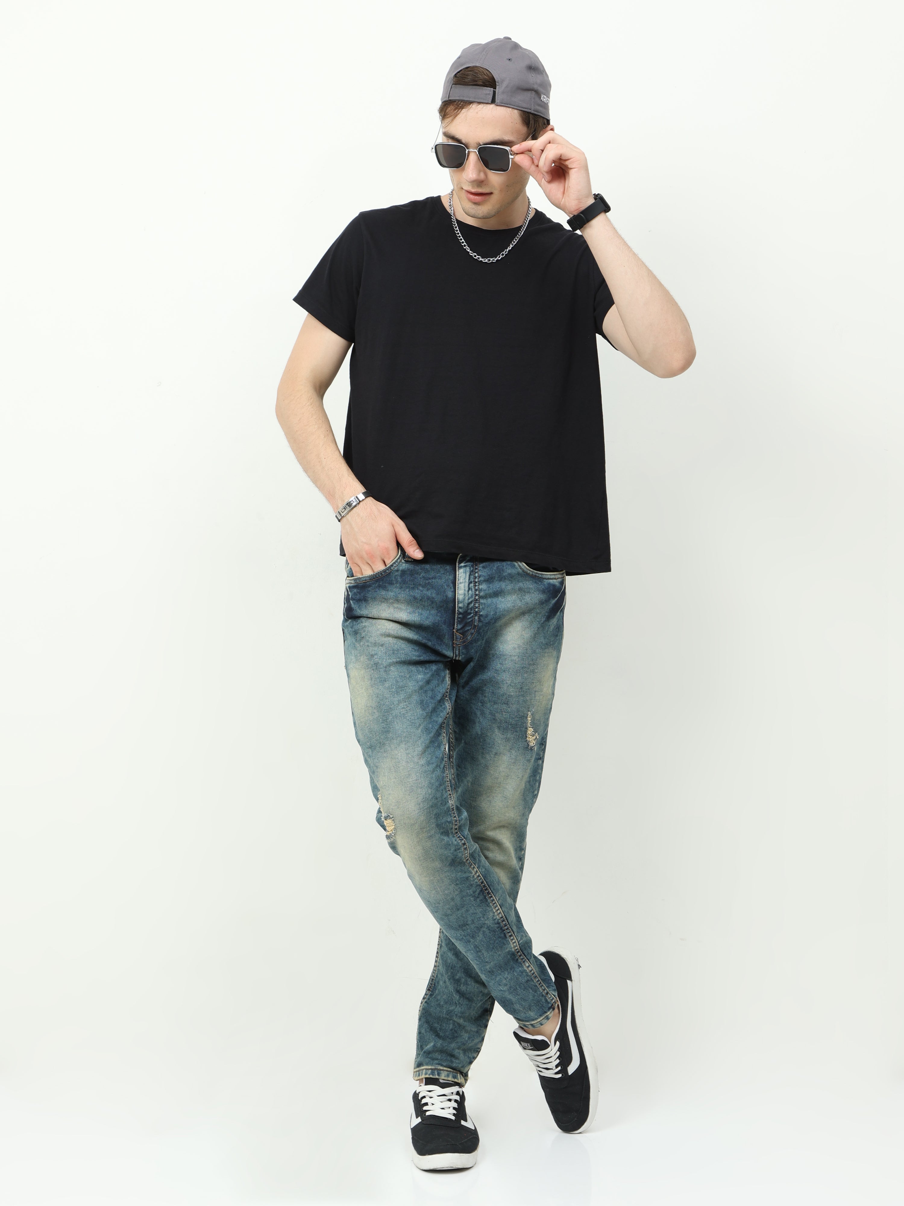 Men Trim Fit Acid Washed jeans