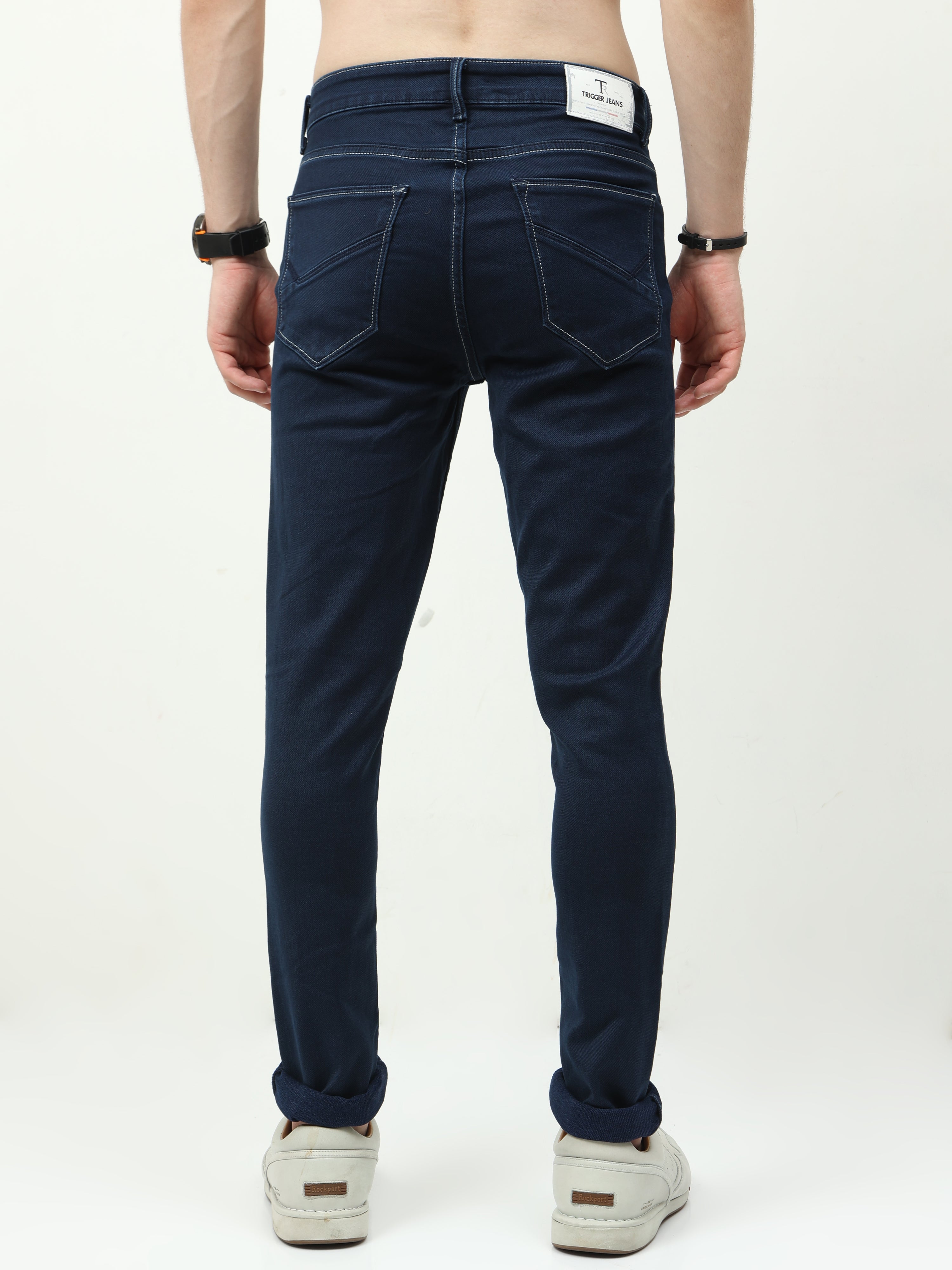Men Slim Fit Enzyme Navy Blue Jeans