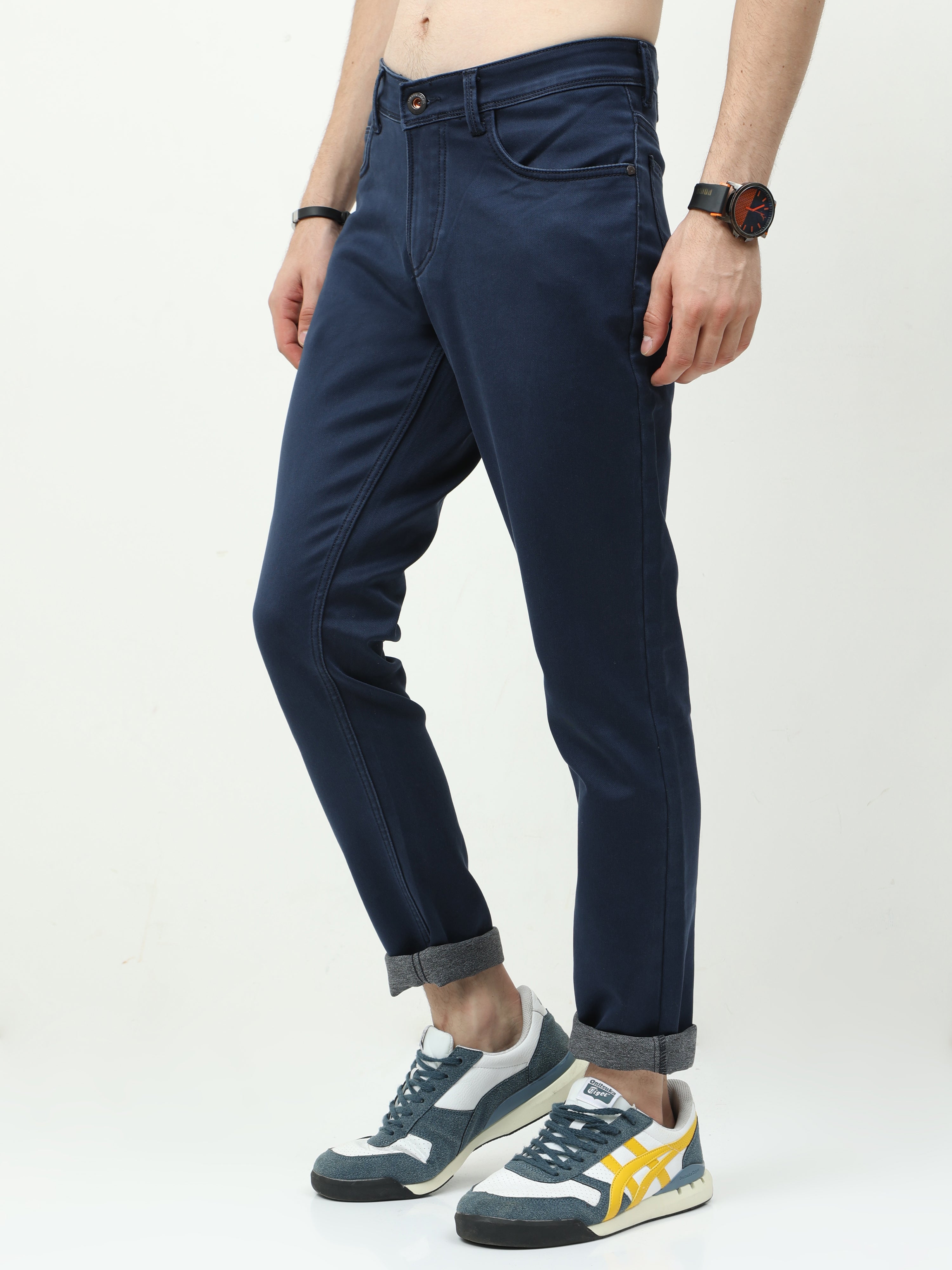 Men Slim Fit Jeans Navy