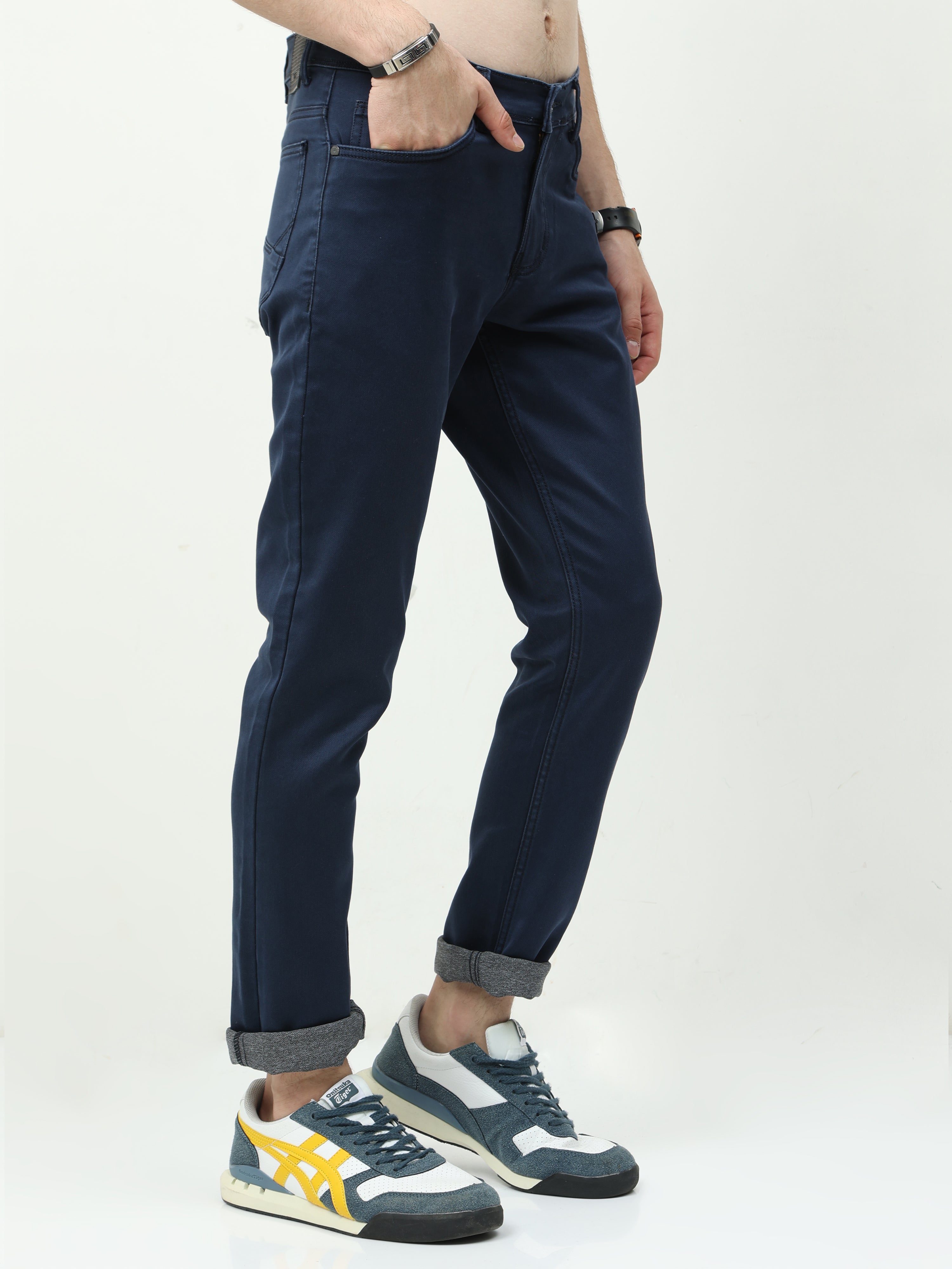 Men Slim Fit Jeans Navy