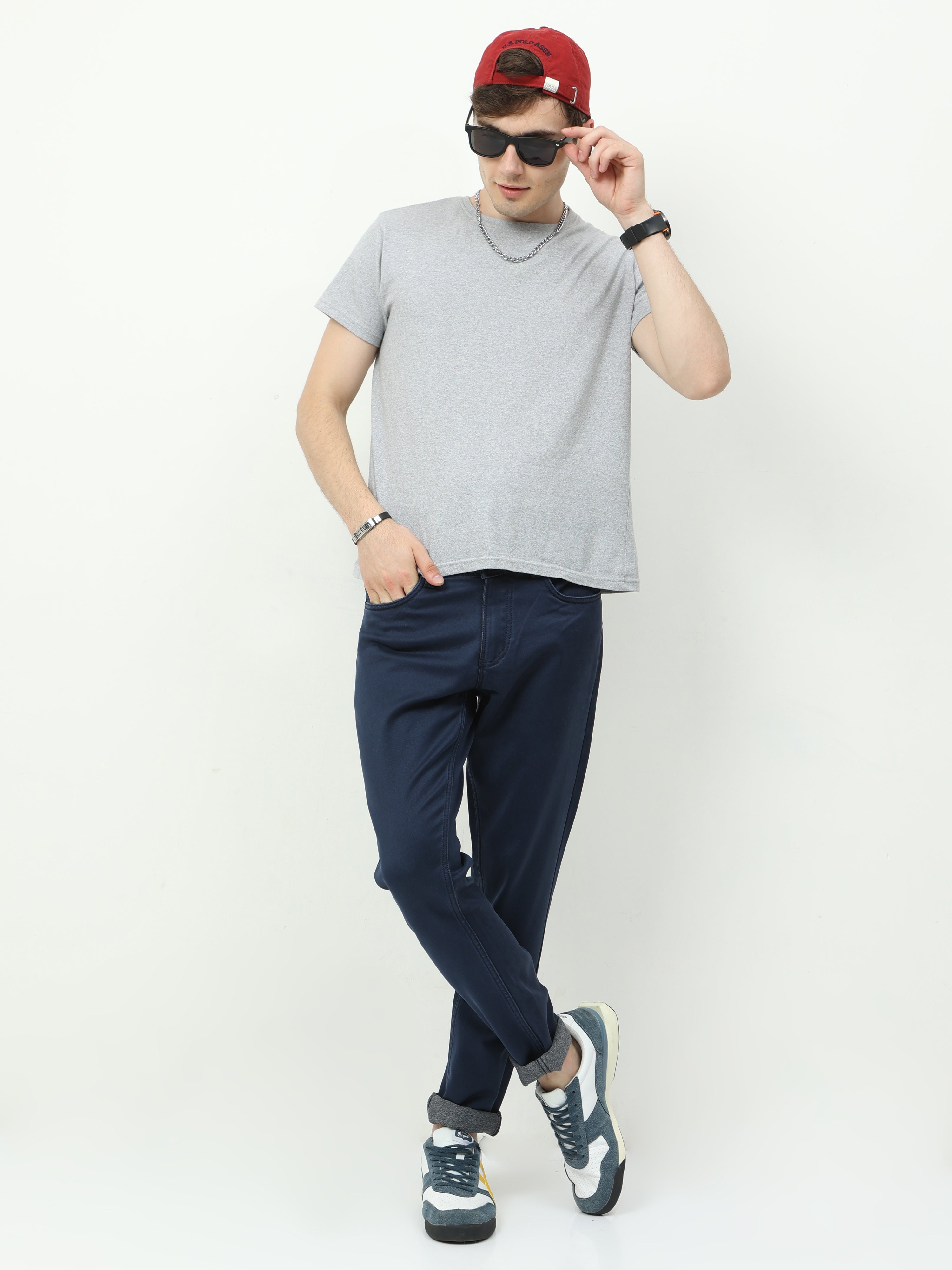 Men Slim Fit Jeans Navy