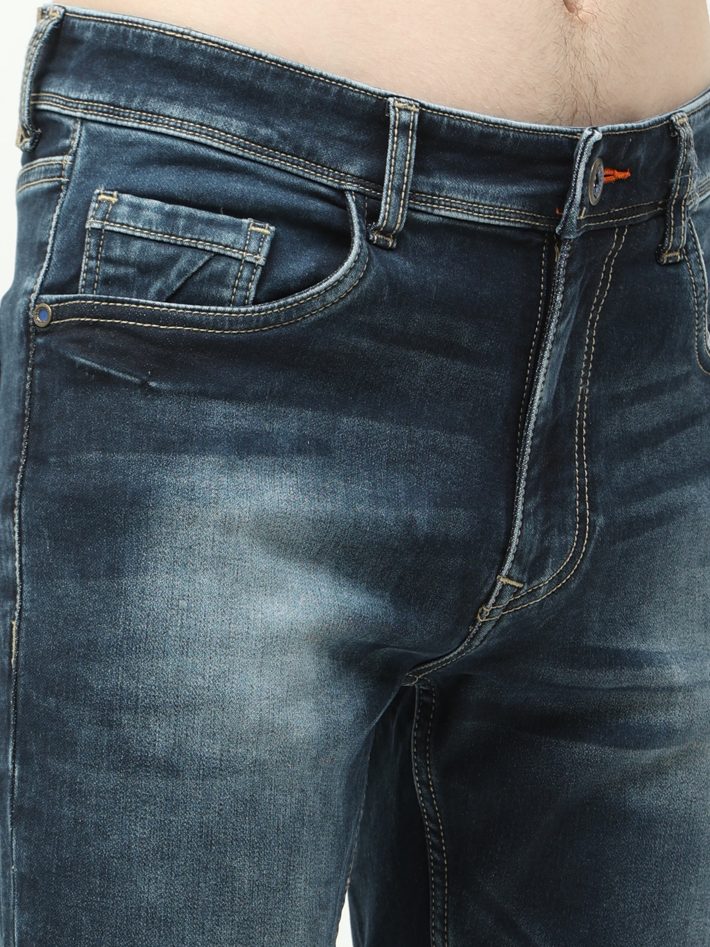 Men Trim Fit Heavy Enzyme wash jean