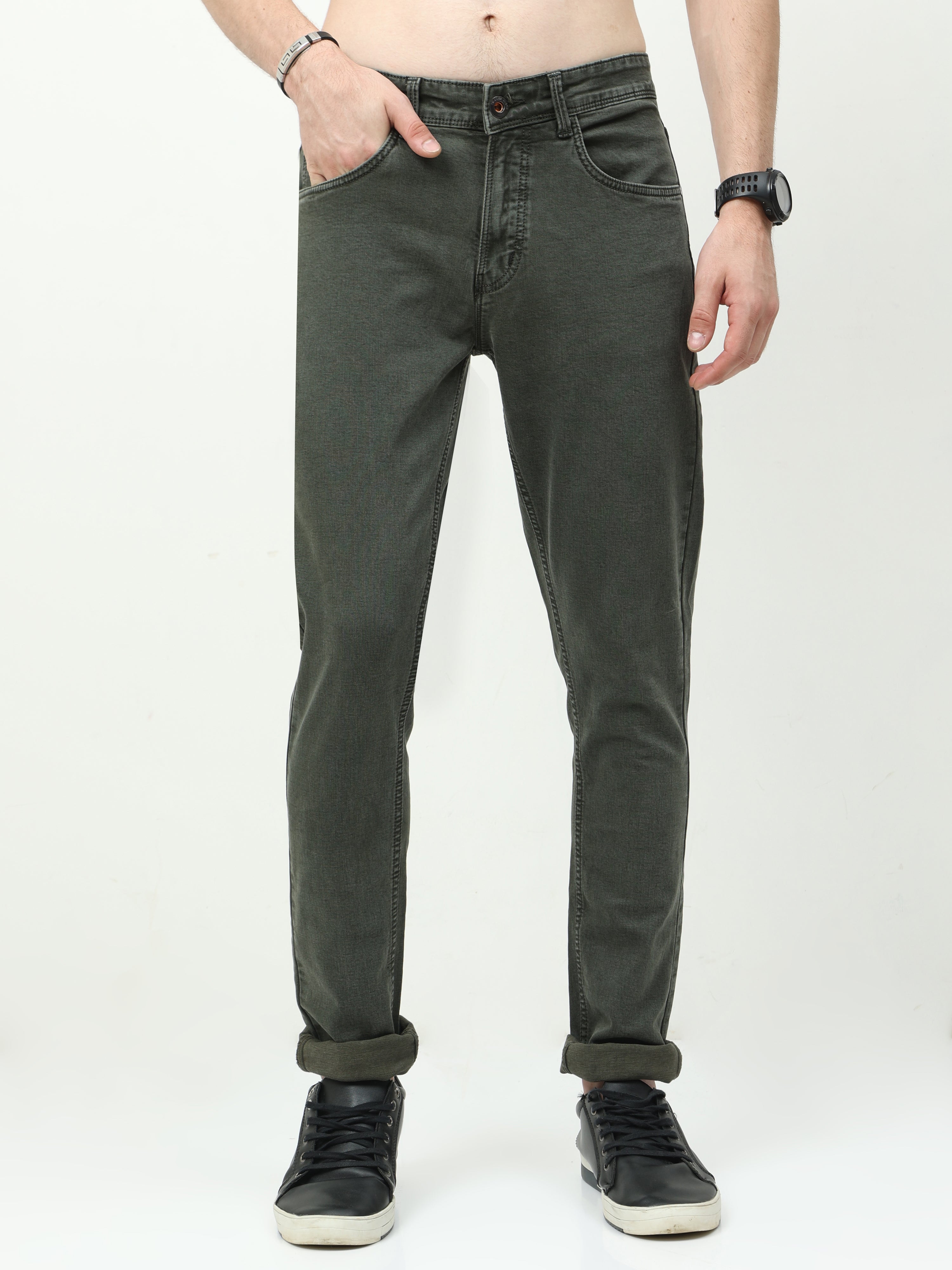 Men Slim Fit Seaweed Metalic Green jean