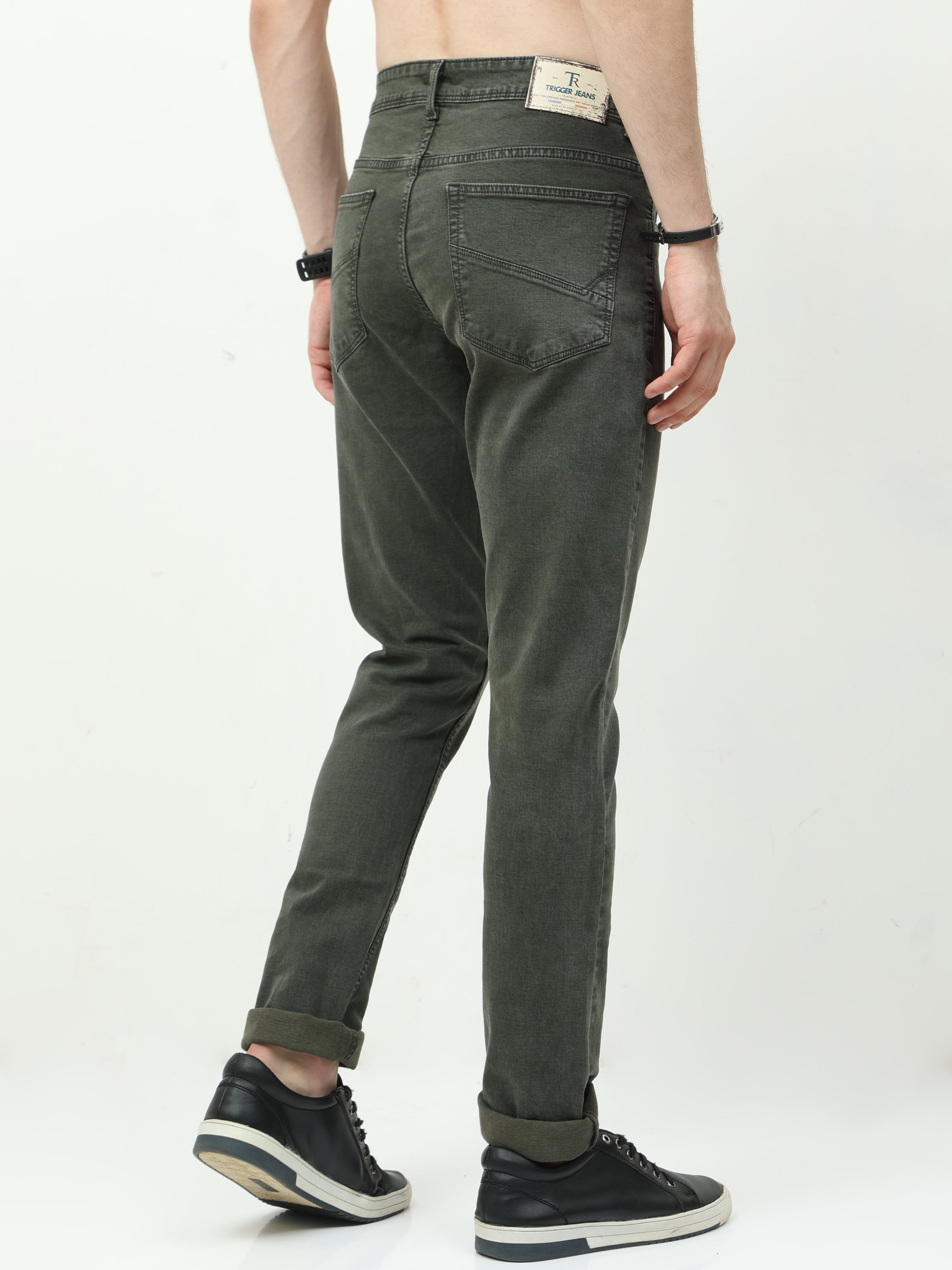 Men Slim Fit Seaweed Metalic Green jean