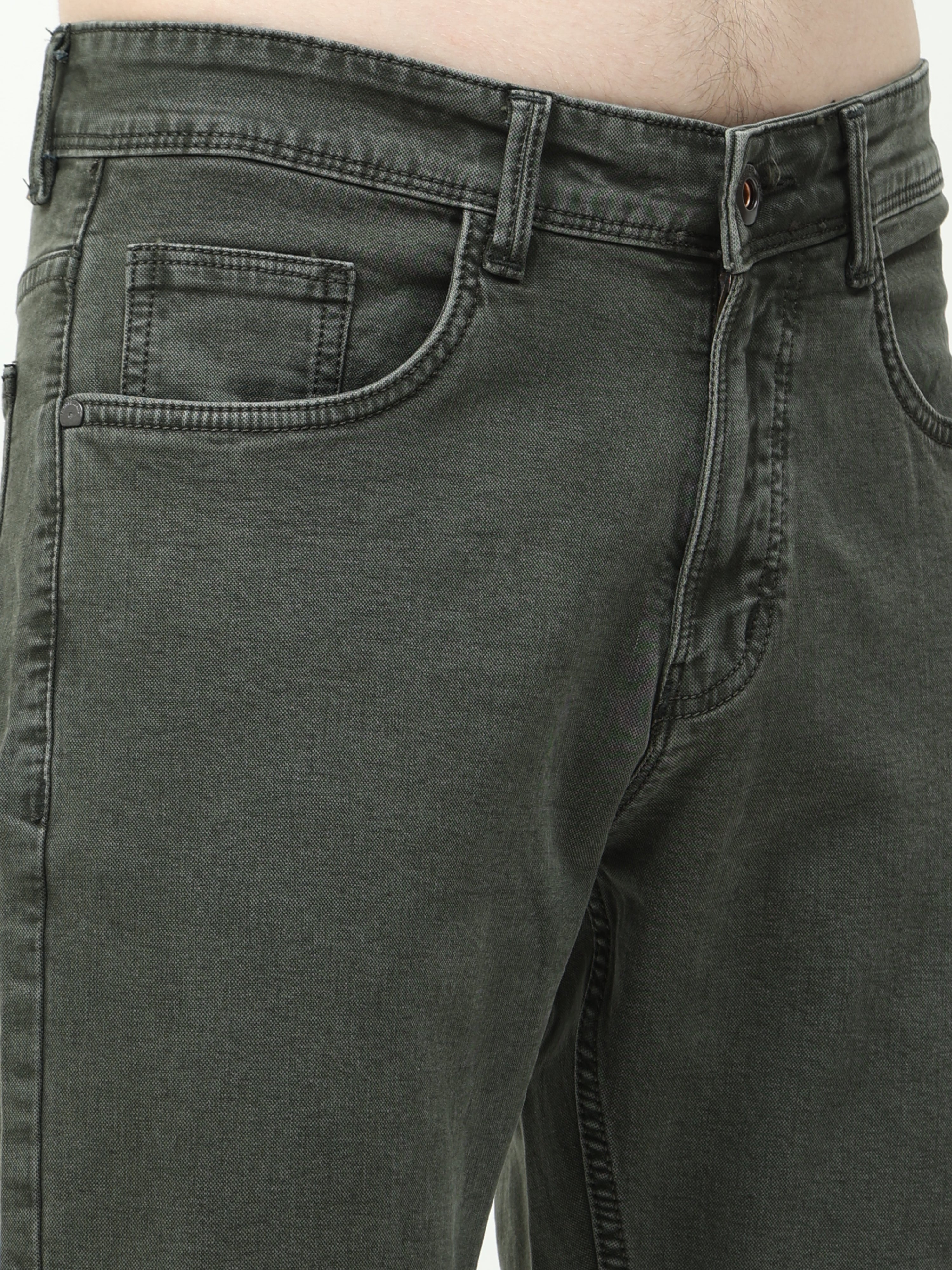 Men Slim Fit Seaweed Metalic Green jean