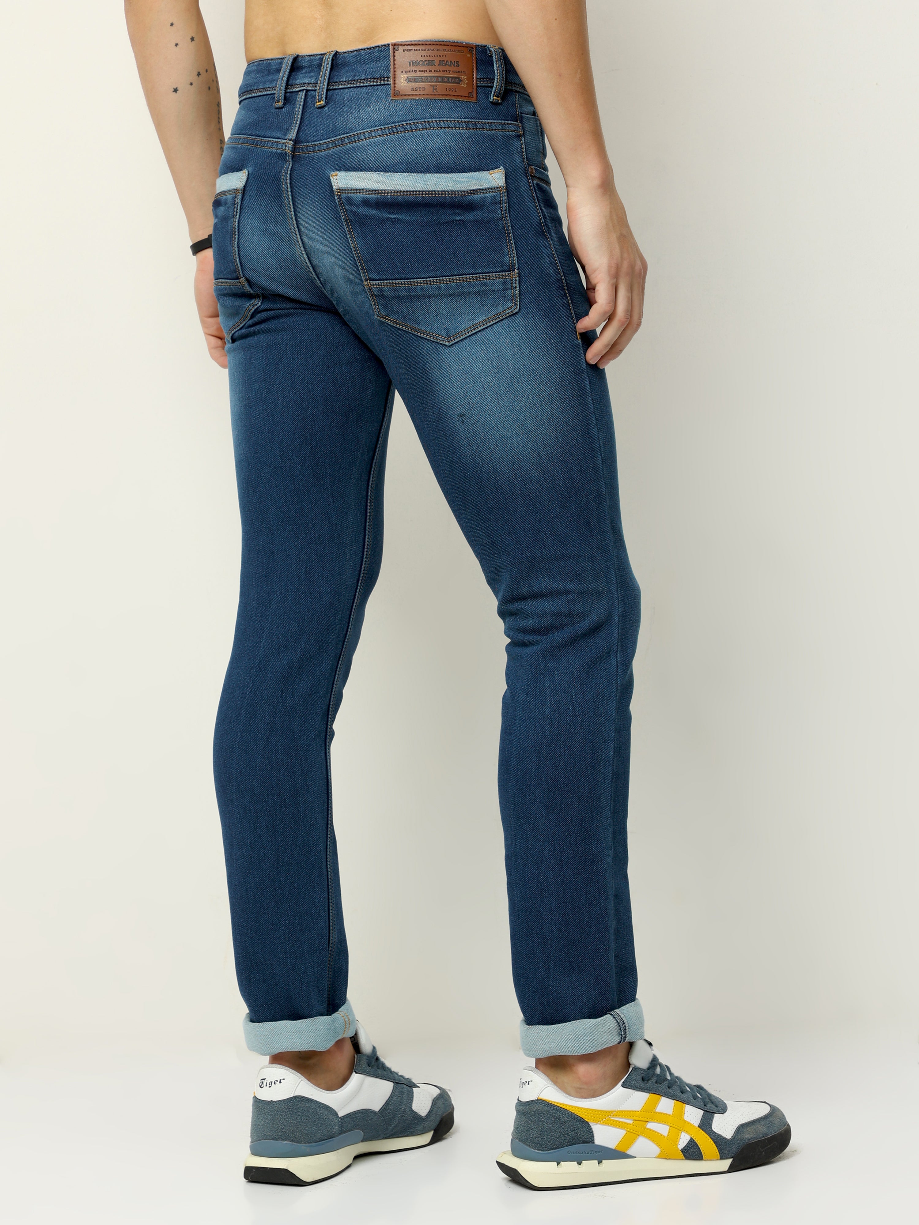 Men Slim Fit Prussian Blue Jean