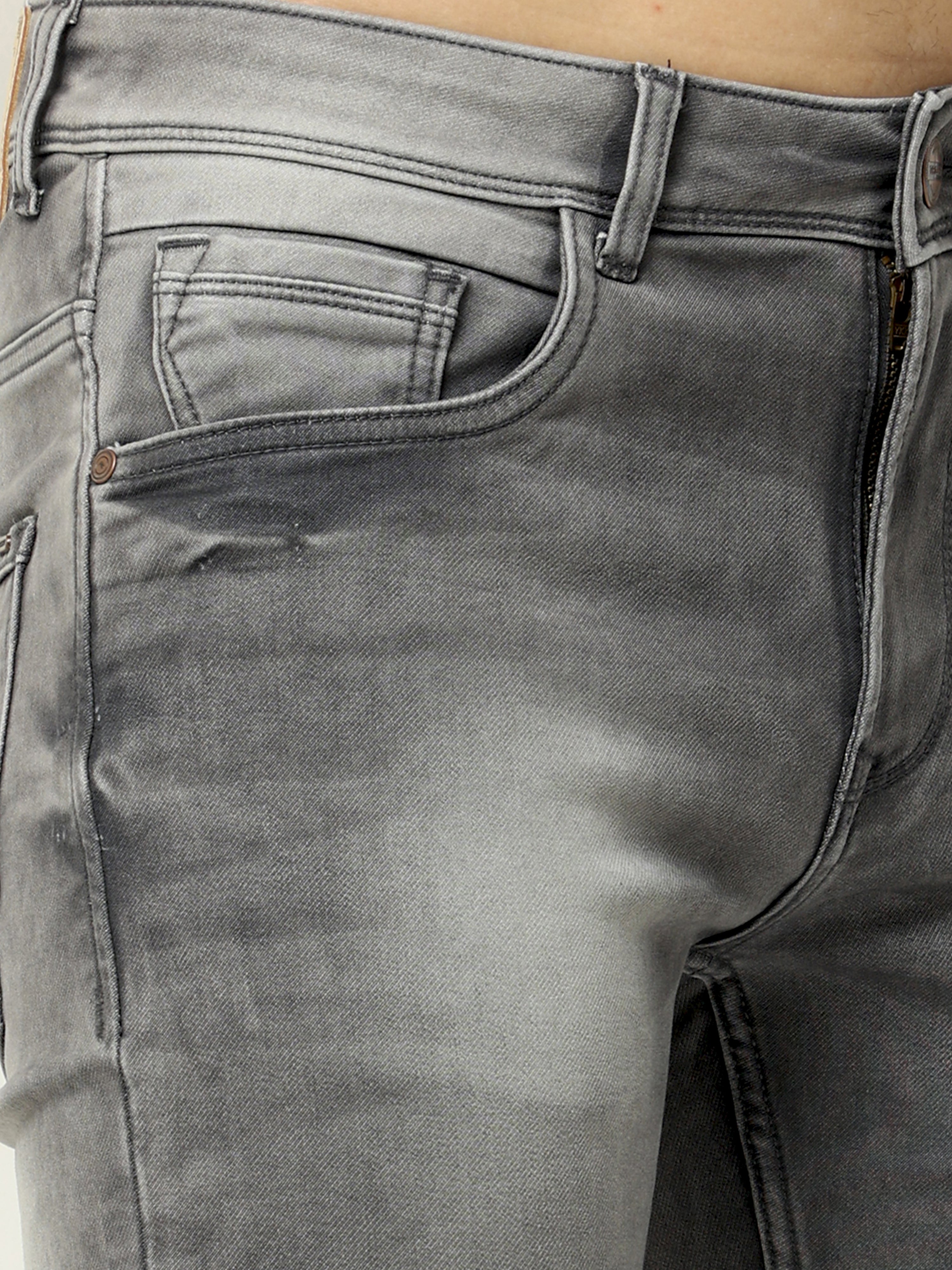 Men Slim Fit Jeans Grey