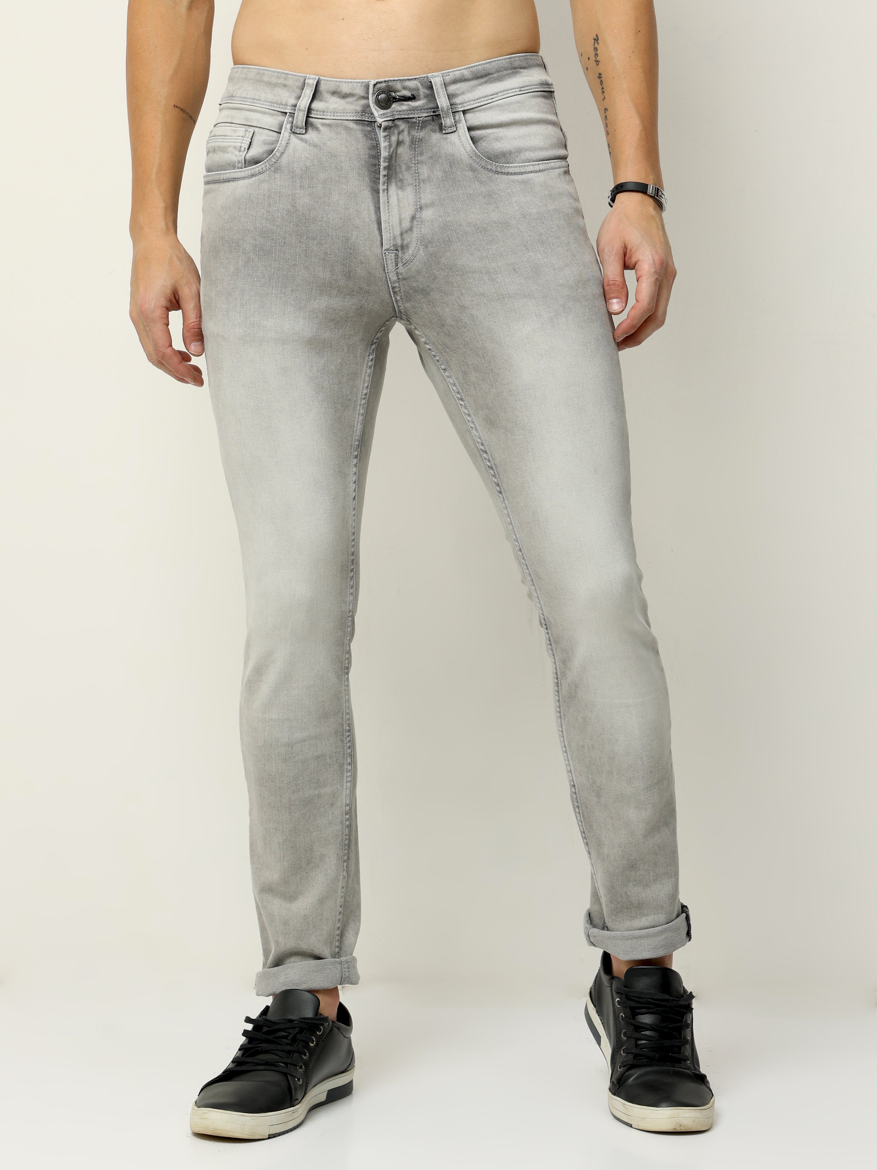 Men Slim Fit Cloudy Grey Jean