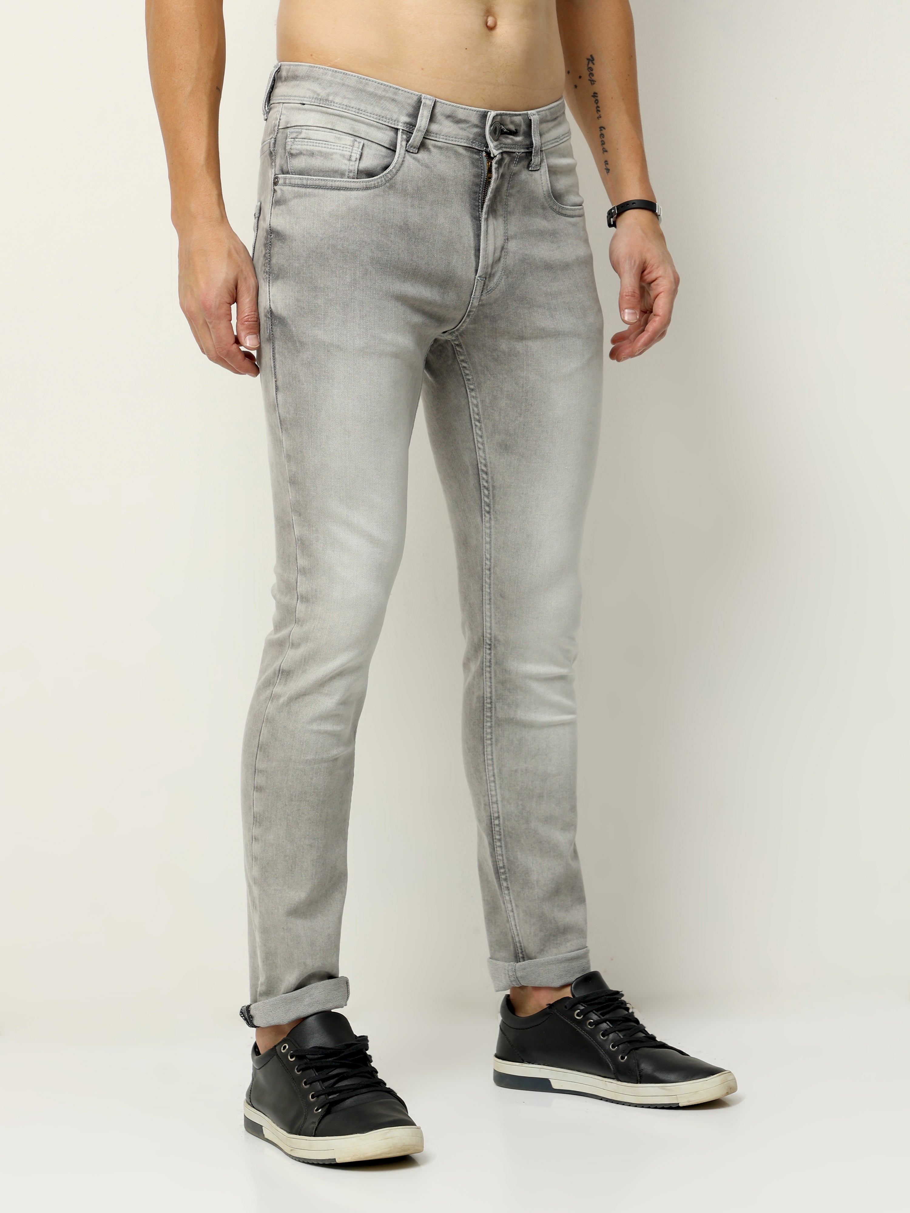Men Slim Fit Cloudy Grey Jean