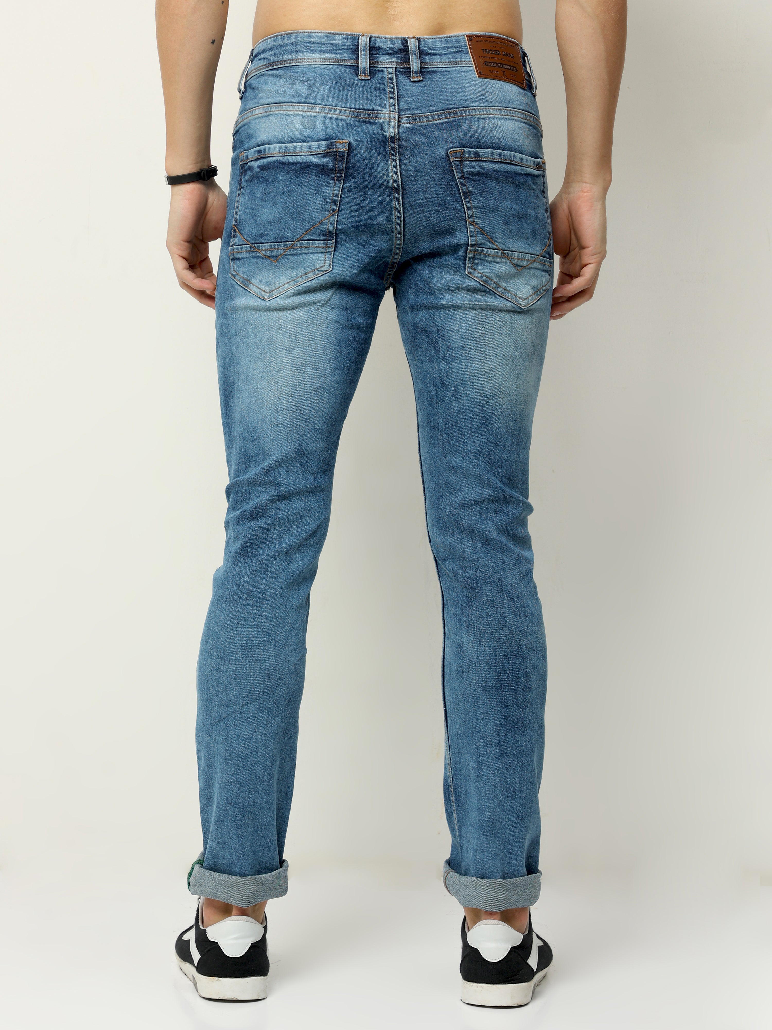 Men Slim Fit Acid Blue Jean