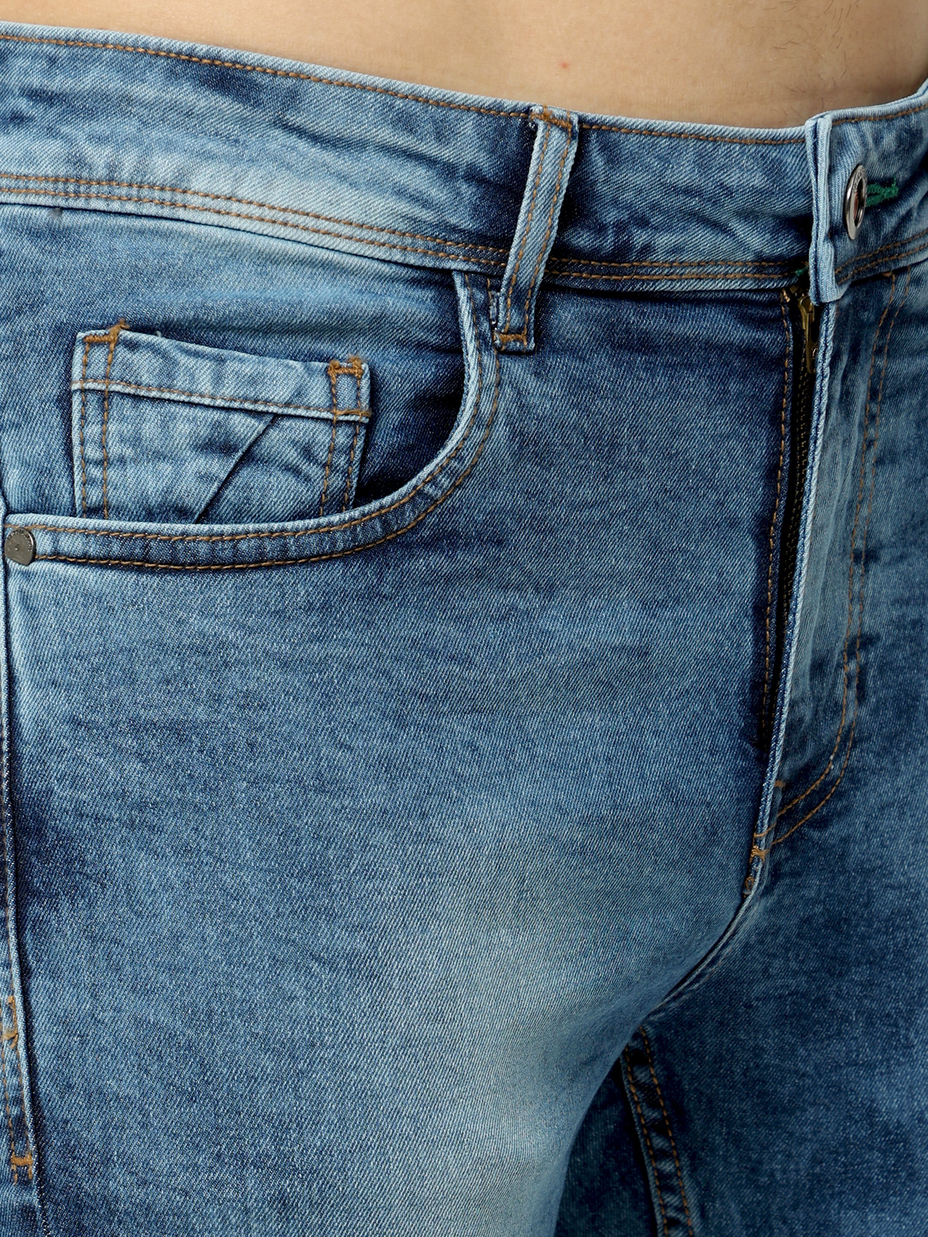 Men Slim Fit Acid Blue Jean