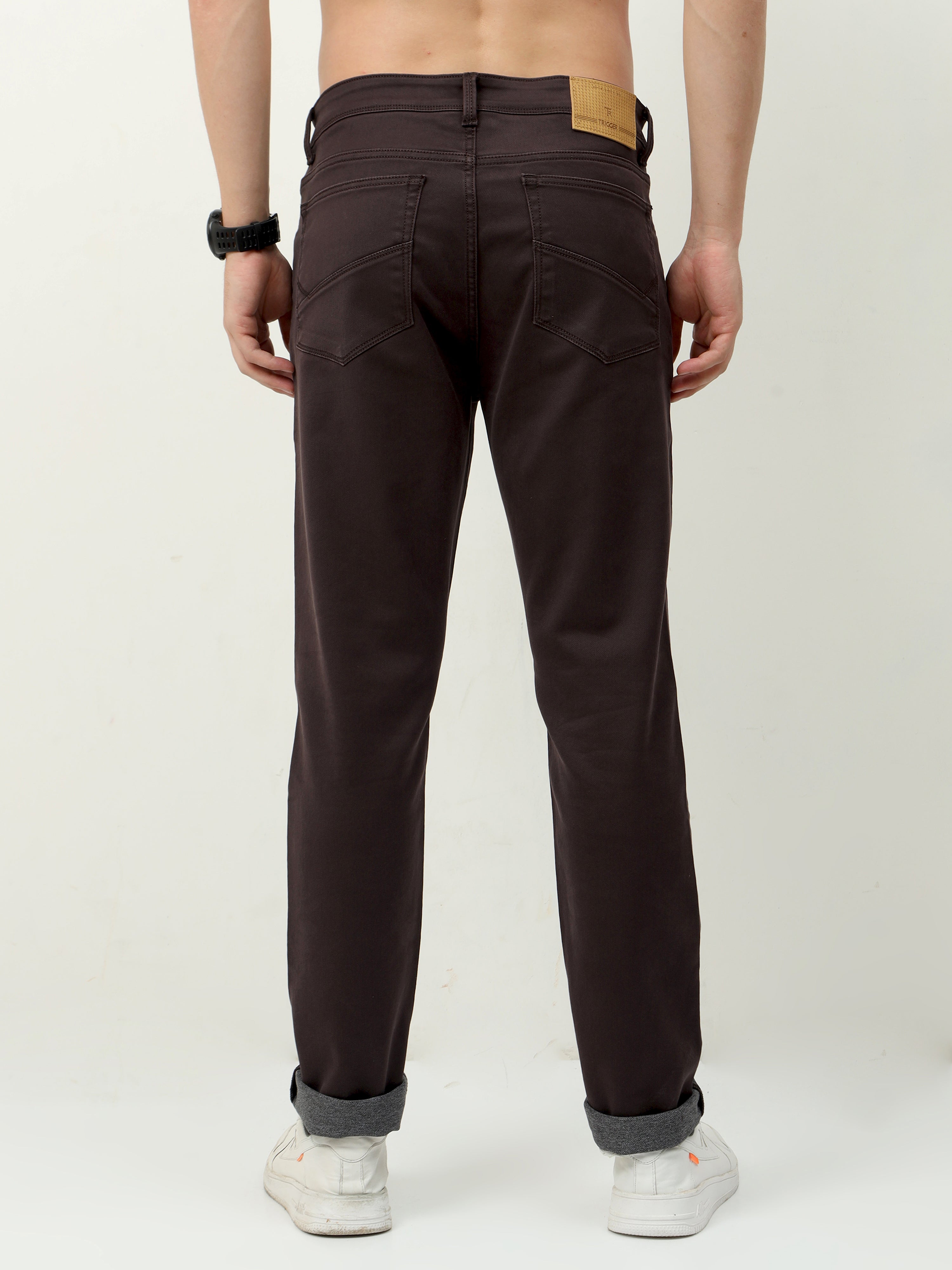 Men Slim Fit Jeans Coffee