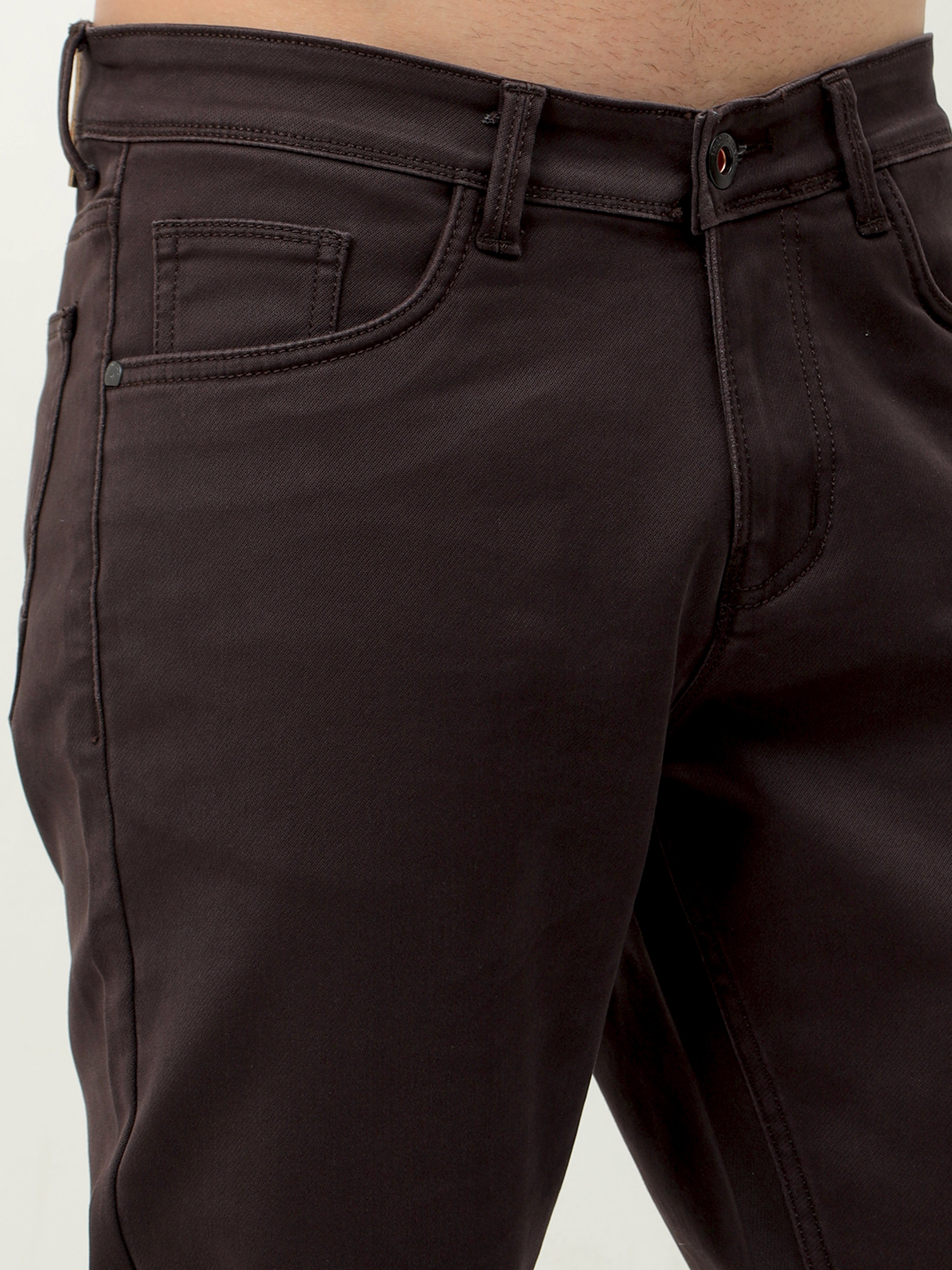 Men Slim Fit Jeans Coffee