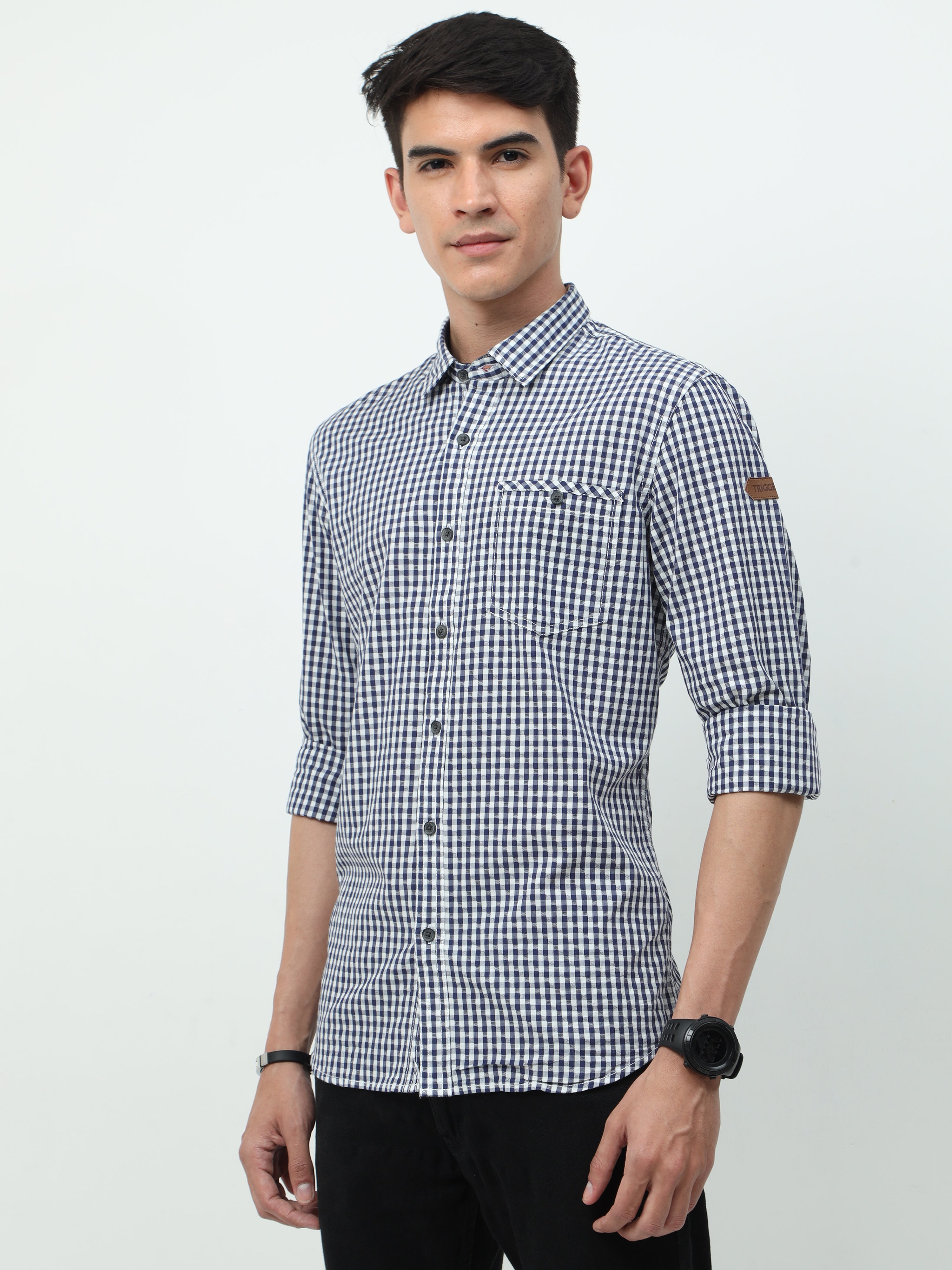 Men Slim Fit Casual White Full Sleeves Shirt