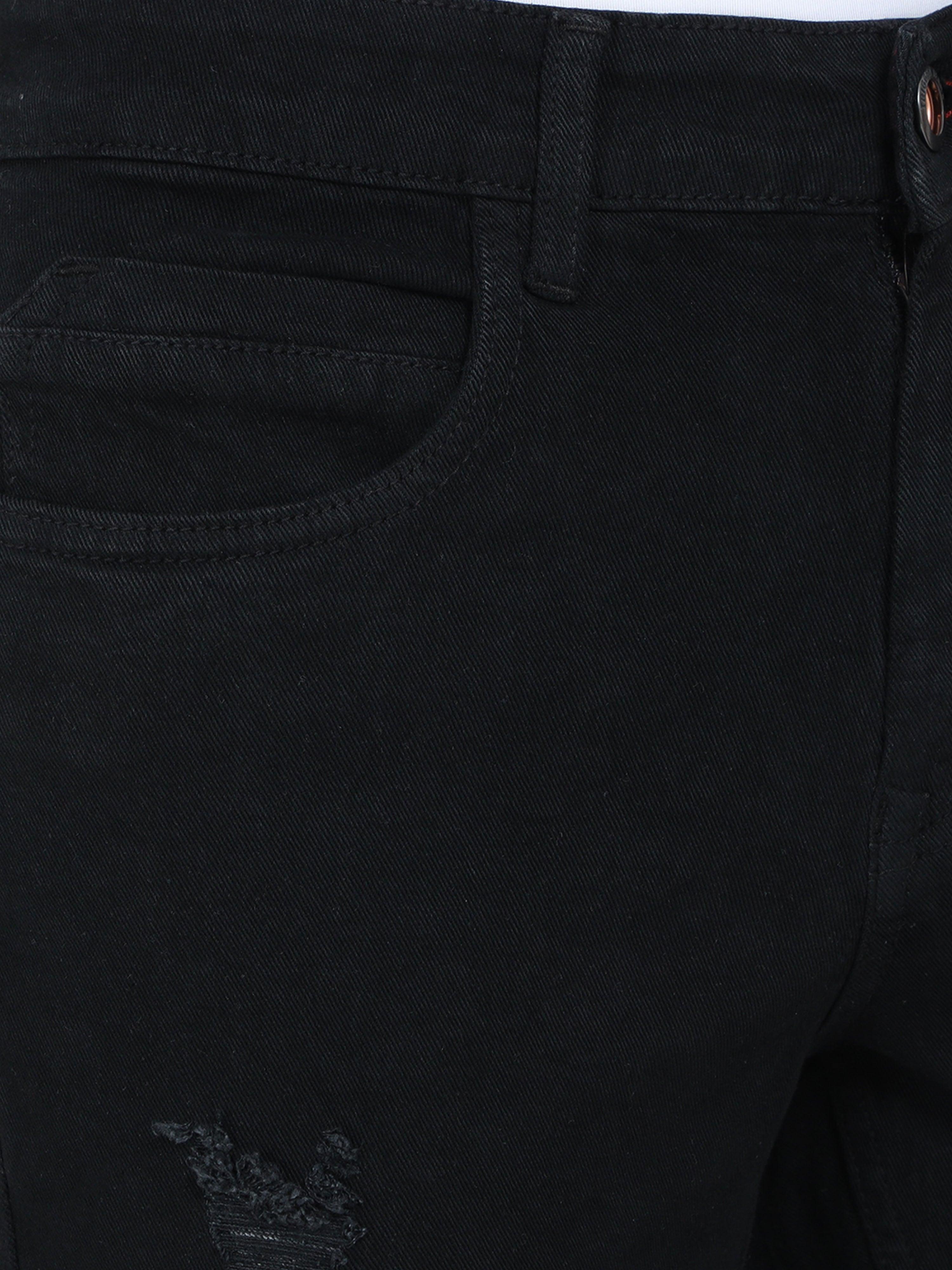 Men's Slim Fit Distressed Jeans - Black