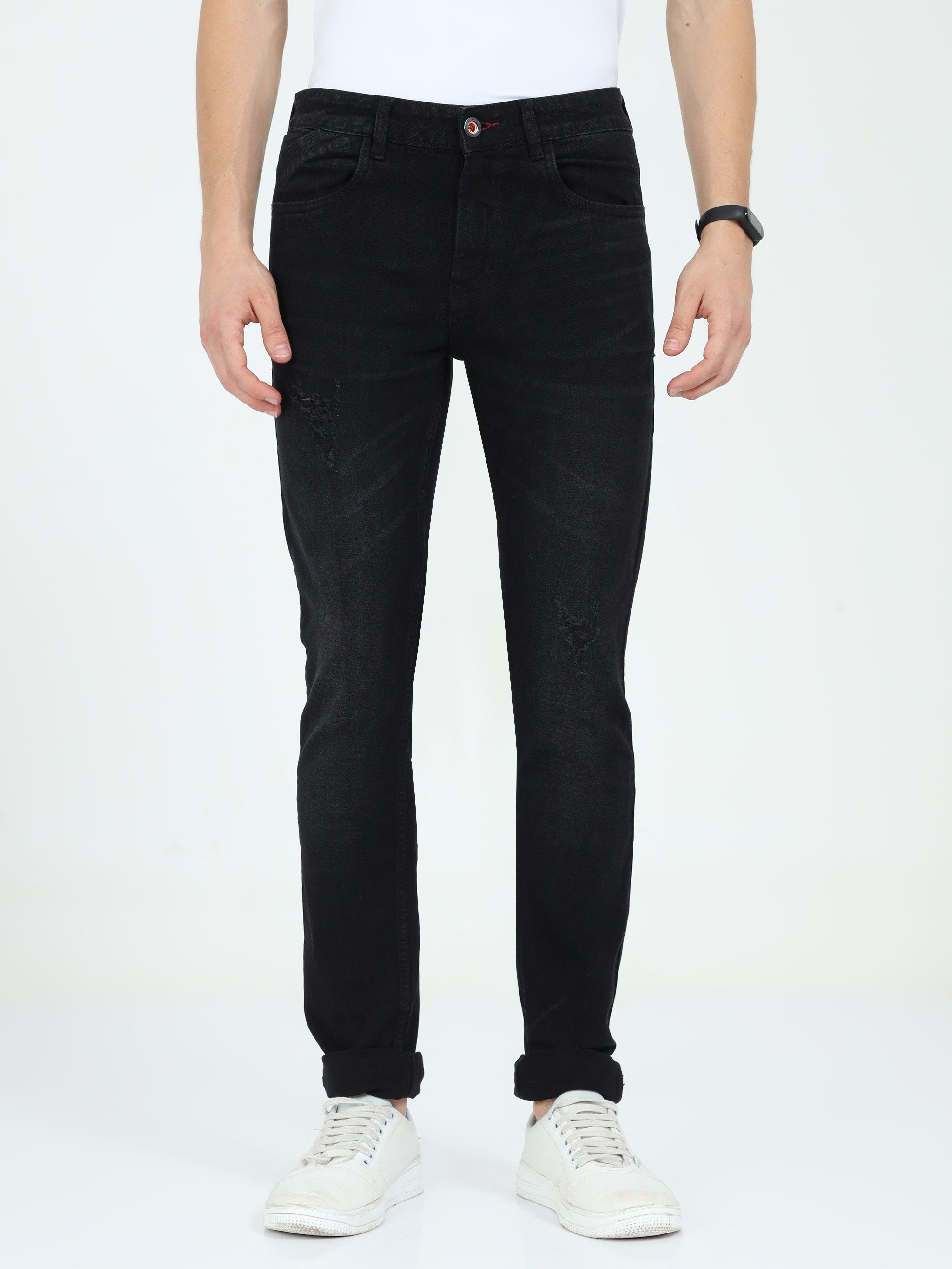 Men's Slim Fit Distressed Jeans - Black