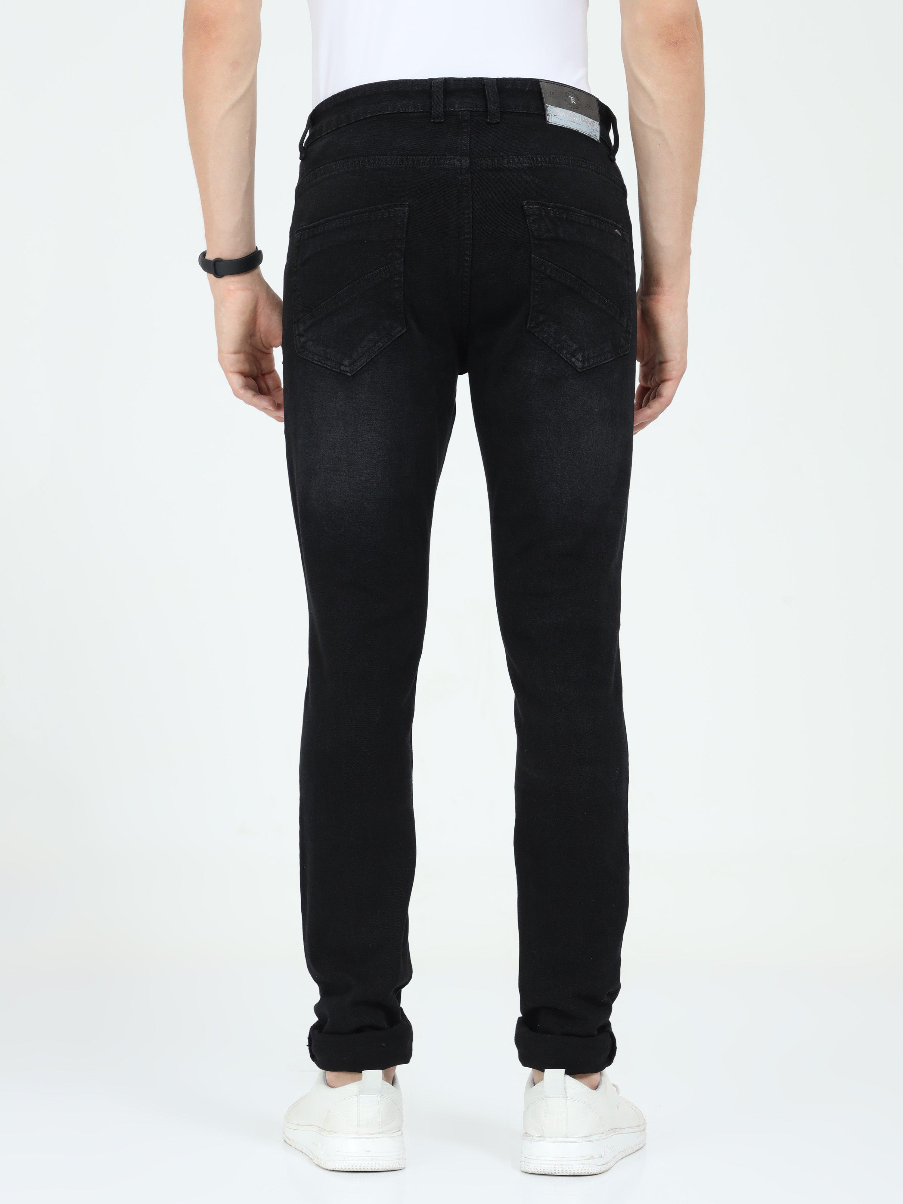 Men's Slim Fit Distressed Jeans - Black