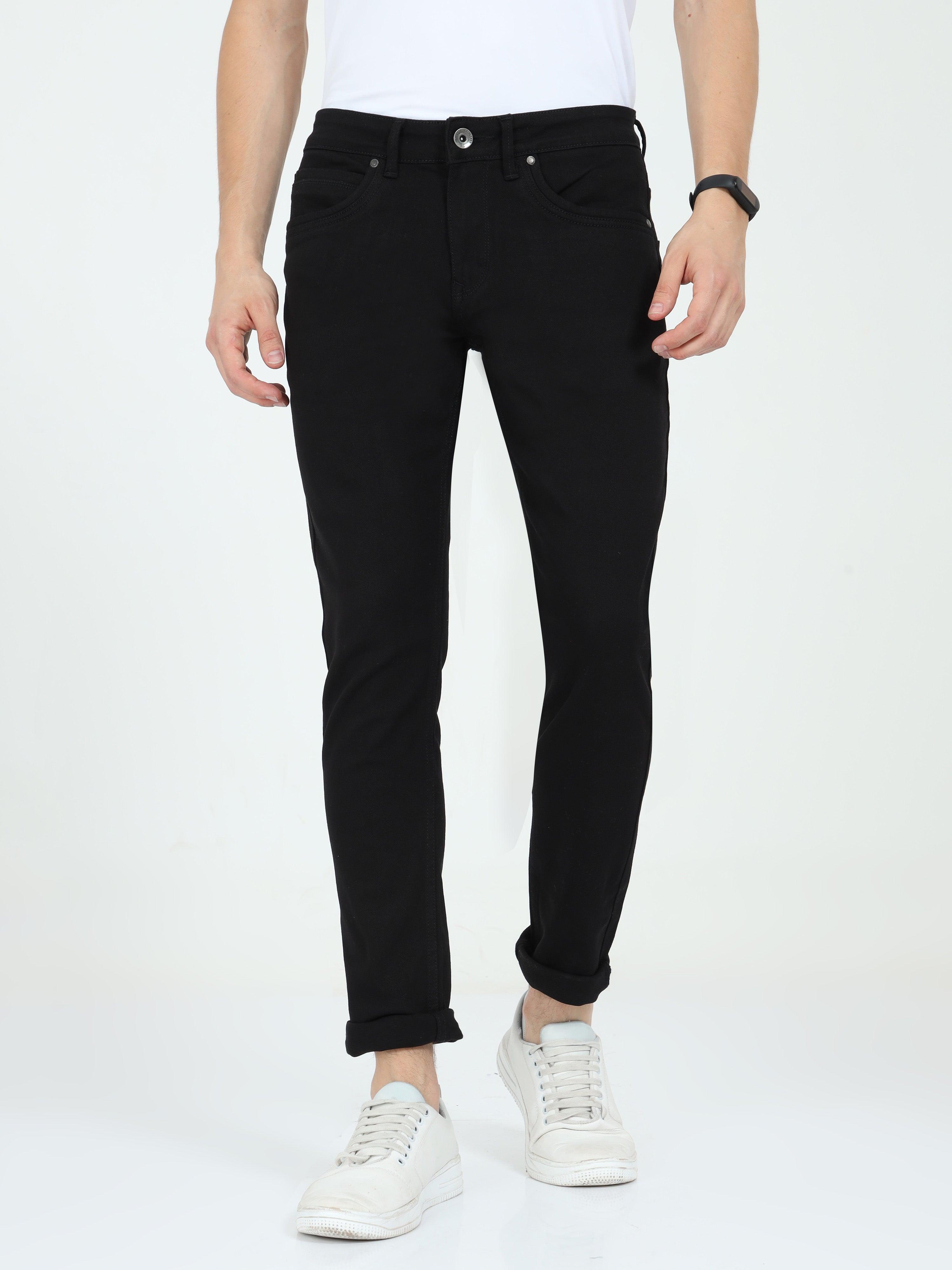 Men Regular Fit Onyx Black Plus size Jeans