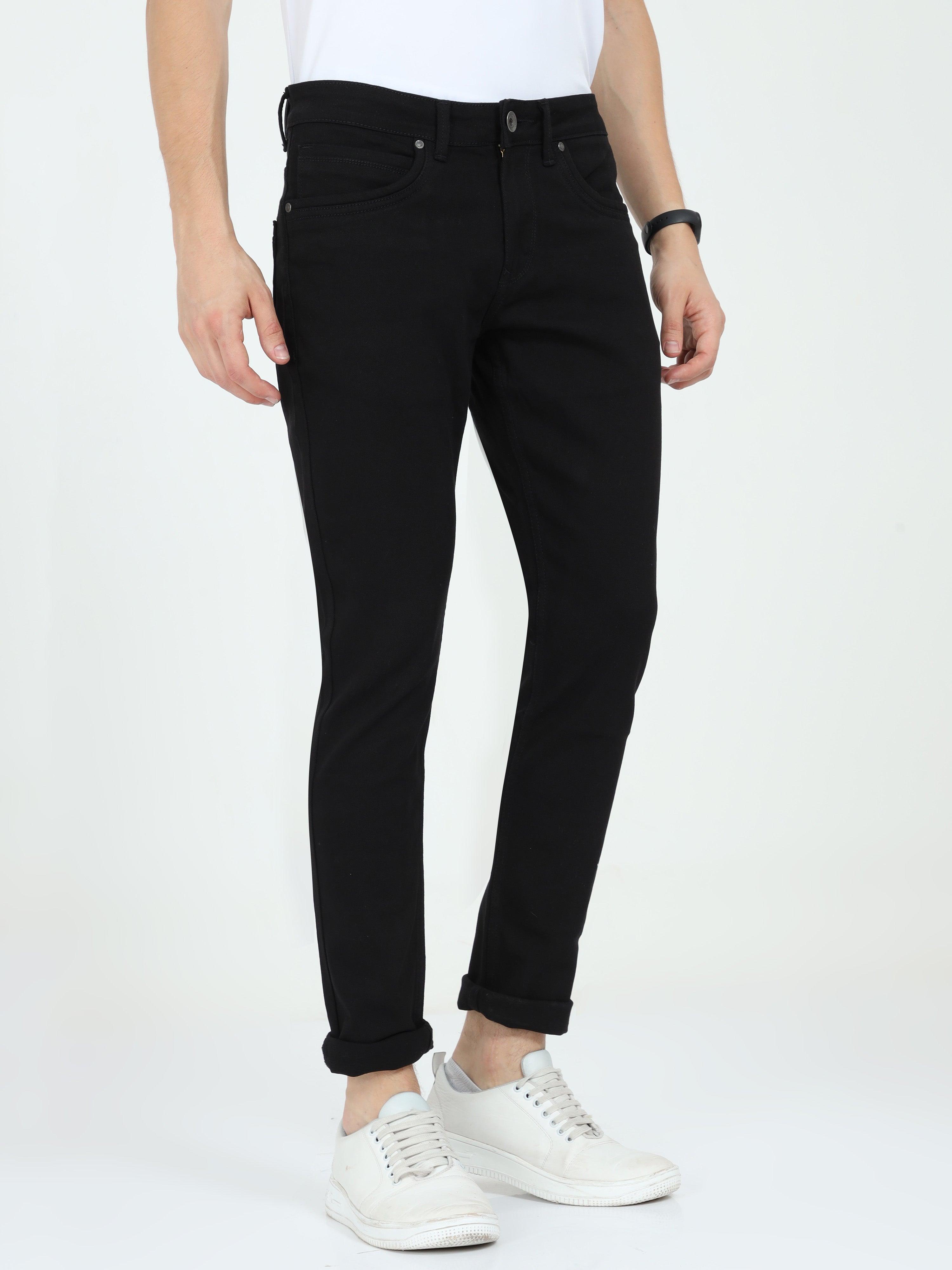 Men Regular Fit Onyx Black Plus size Jeans