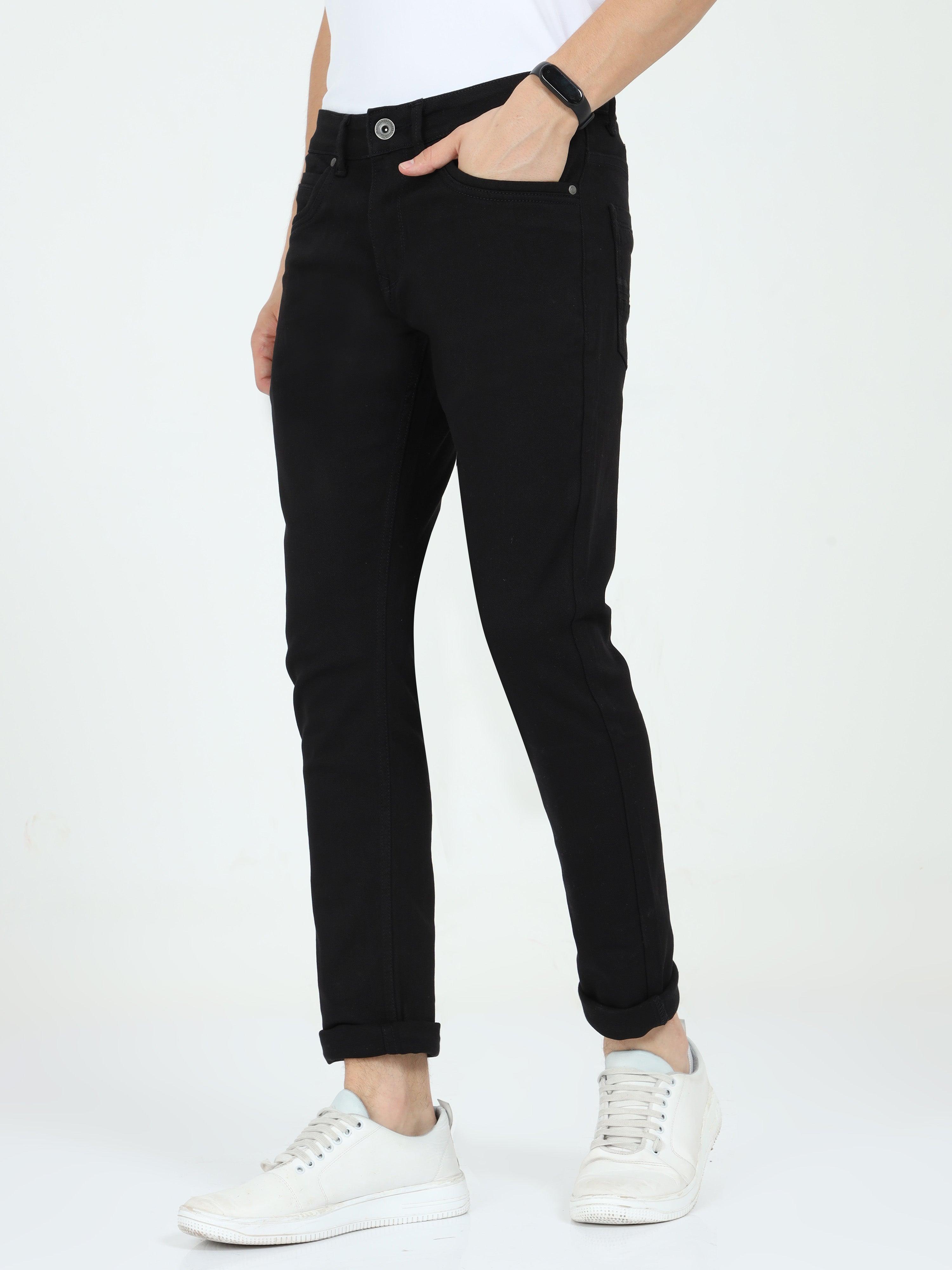 Men Regular Fit Onyx Black Plus size Jeans