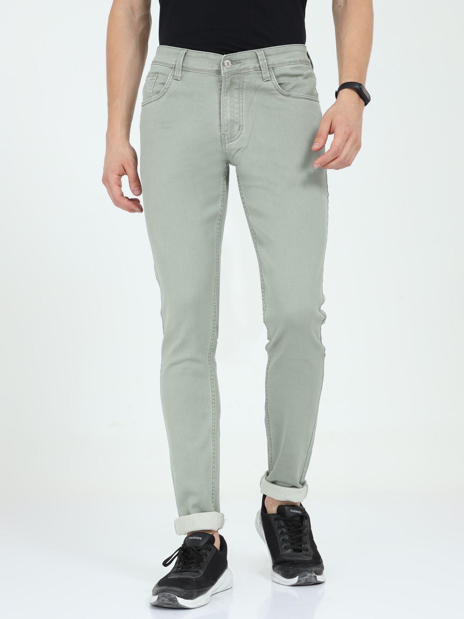 Men's Slim Fit Jeans - Light Olive - Triggerjeans