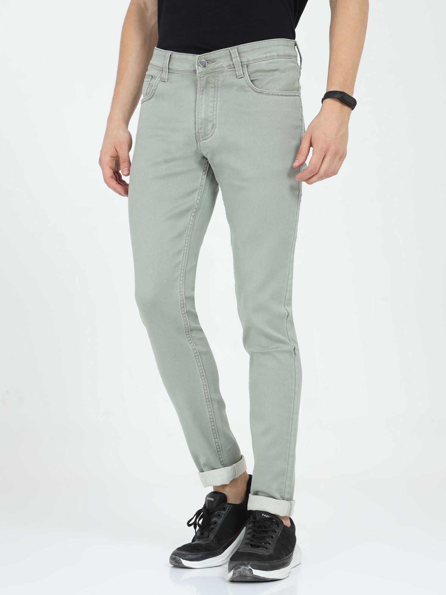 Men's Slim Fit Jeans - Light Olive - Triggerjeans