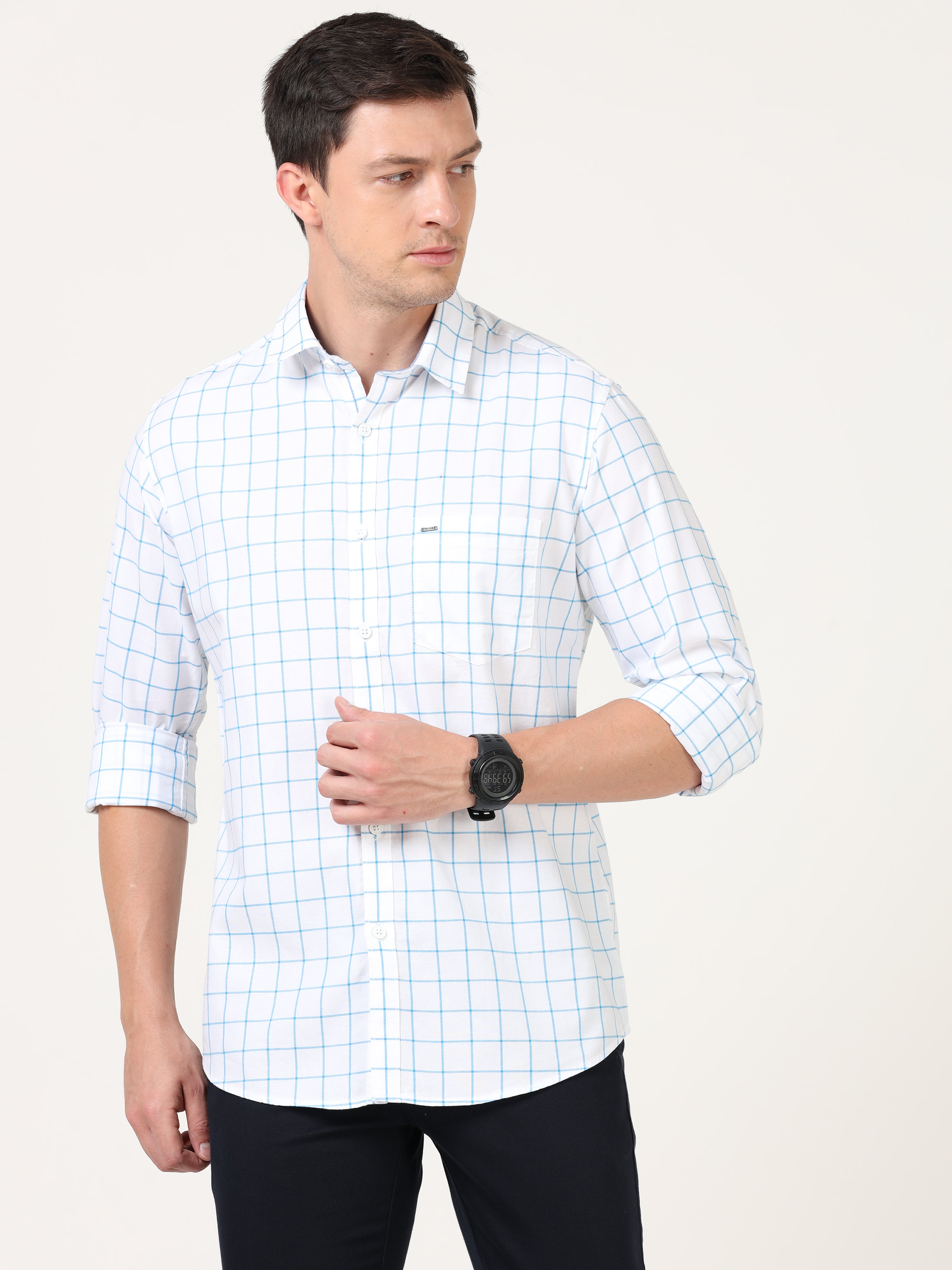 Tartan Checks White Full Sleeves