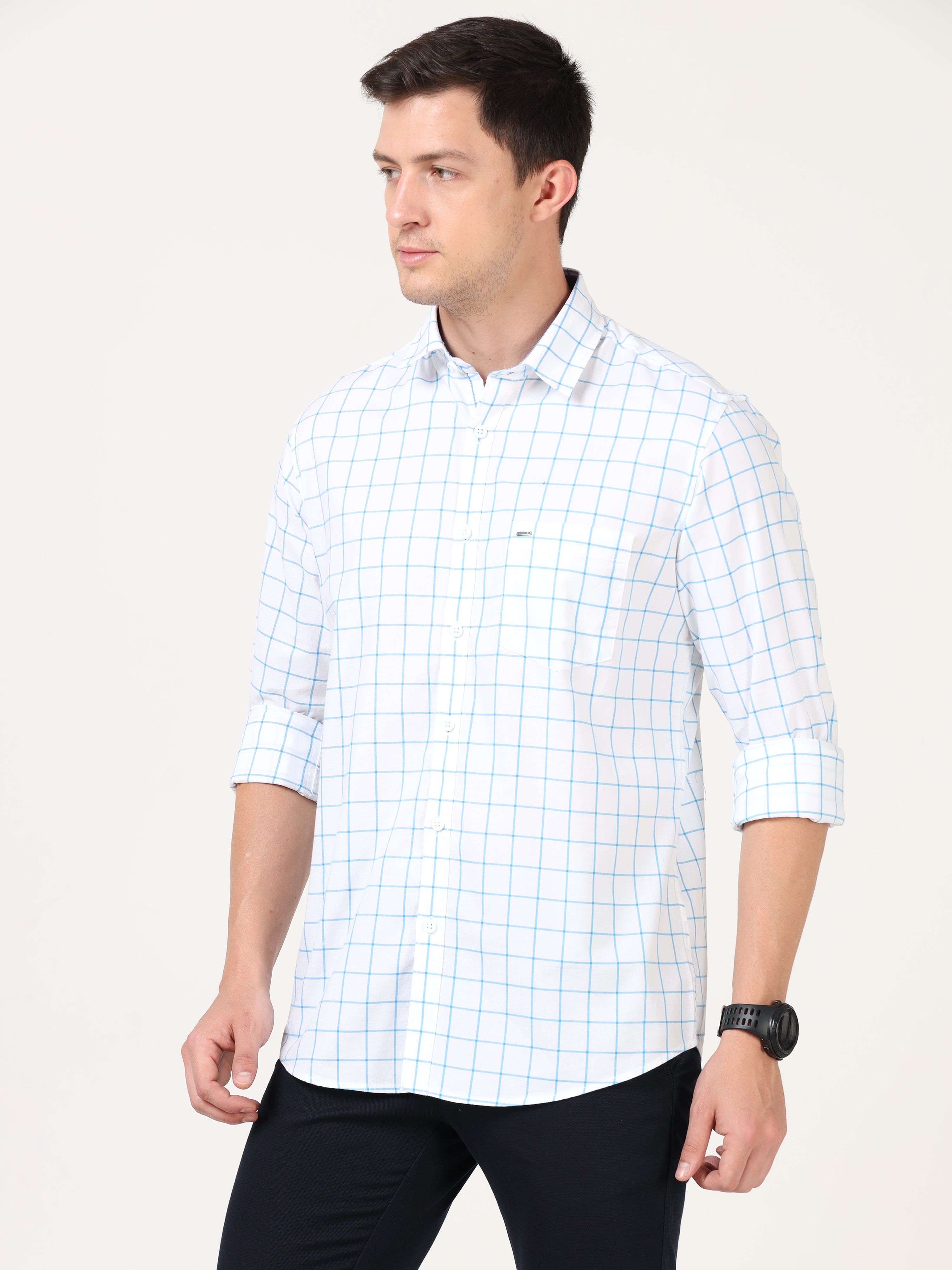 Tartan Checks White Full Sleeves