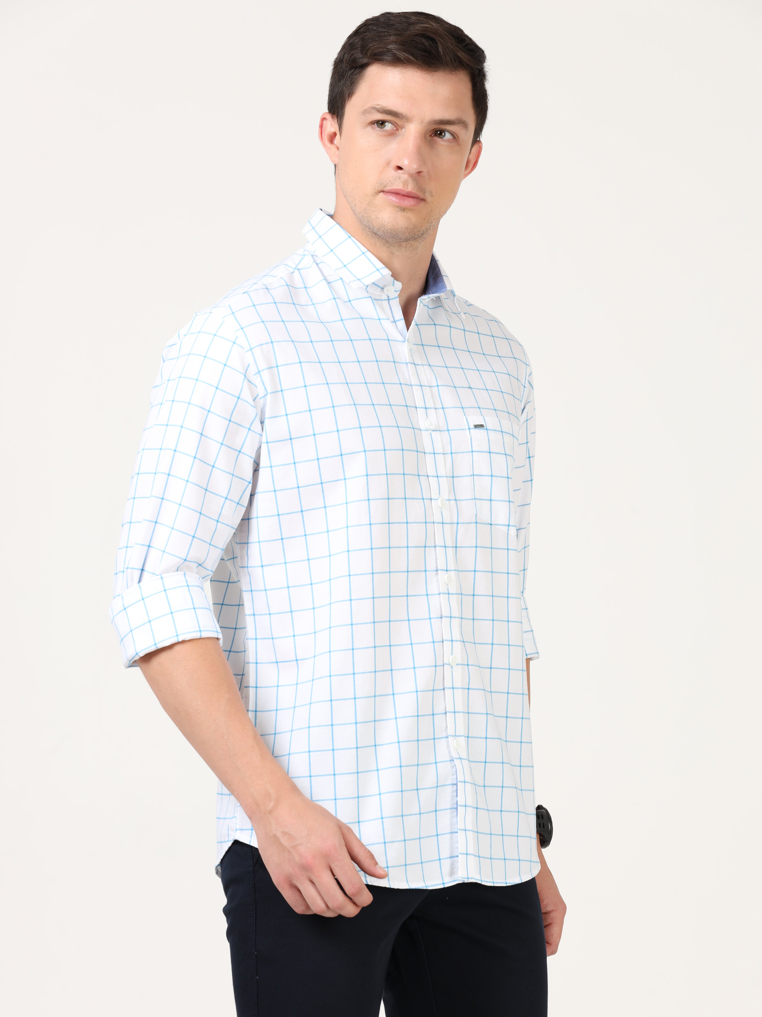 Tartan Checks White Full Sleeves
