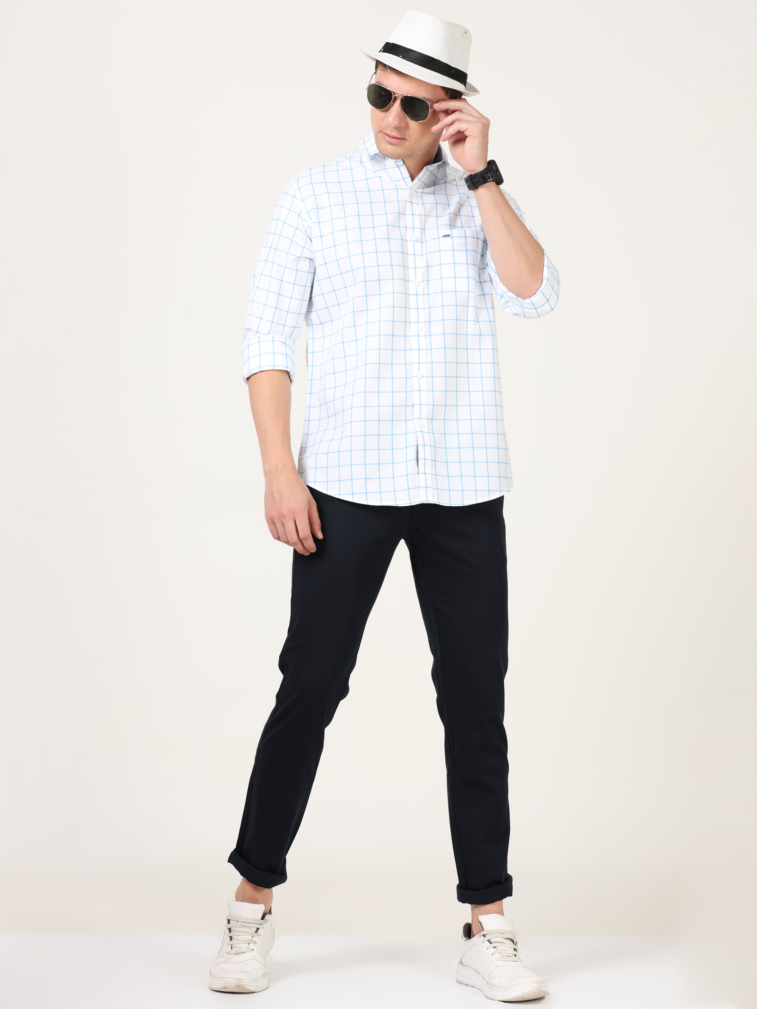 Tartan Checks White Full Sleeves