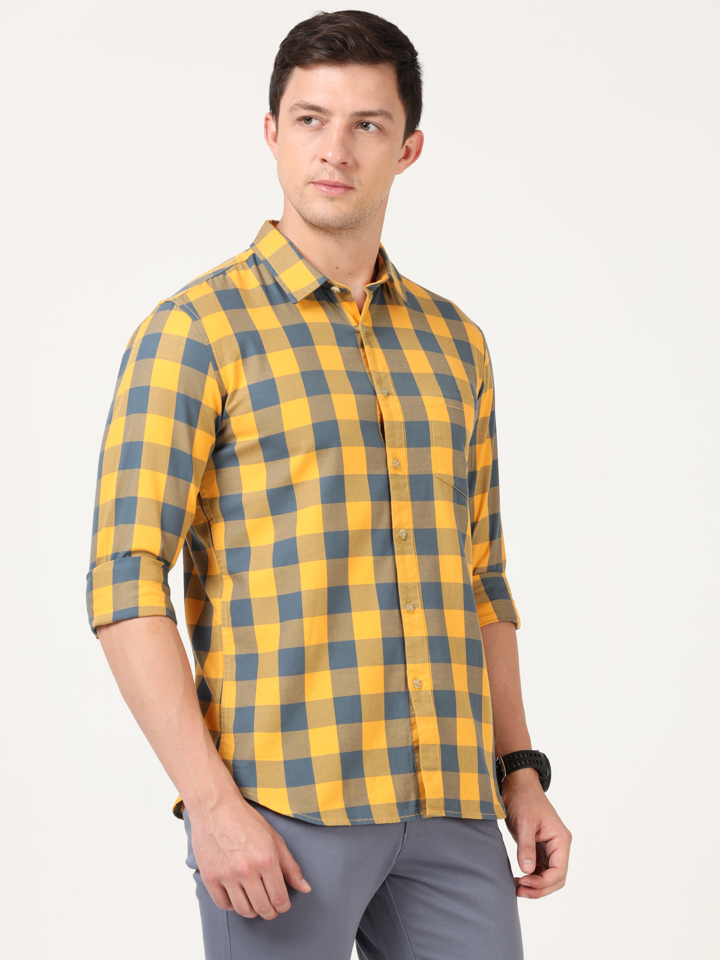  Tartan Checks Yellow Full Sleeves