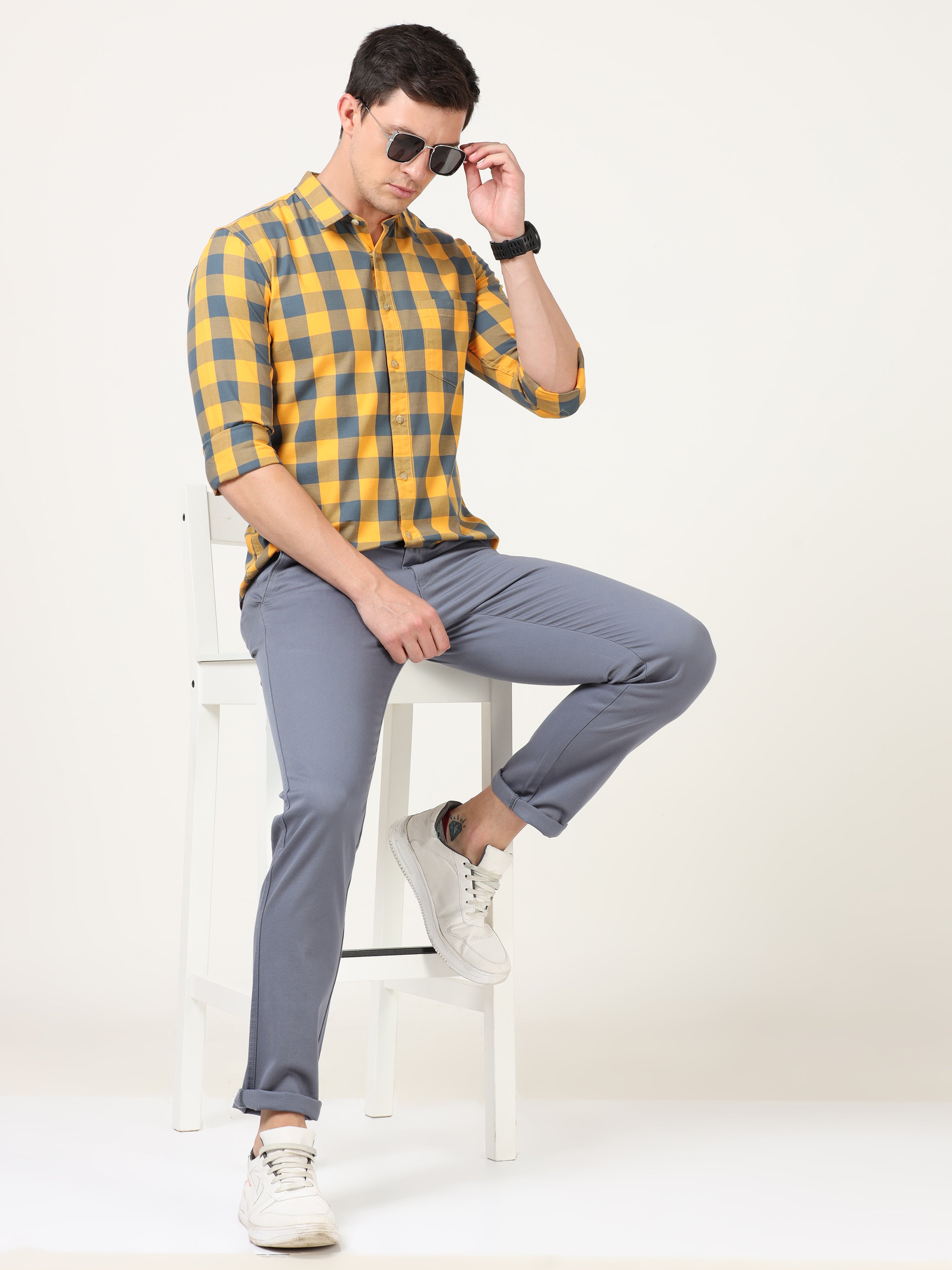  Tartan Checks Yellow Full Sleeves