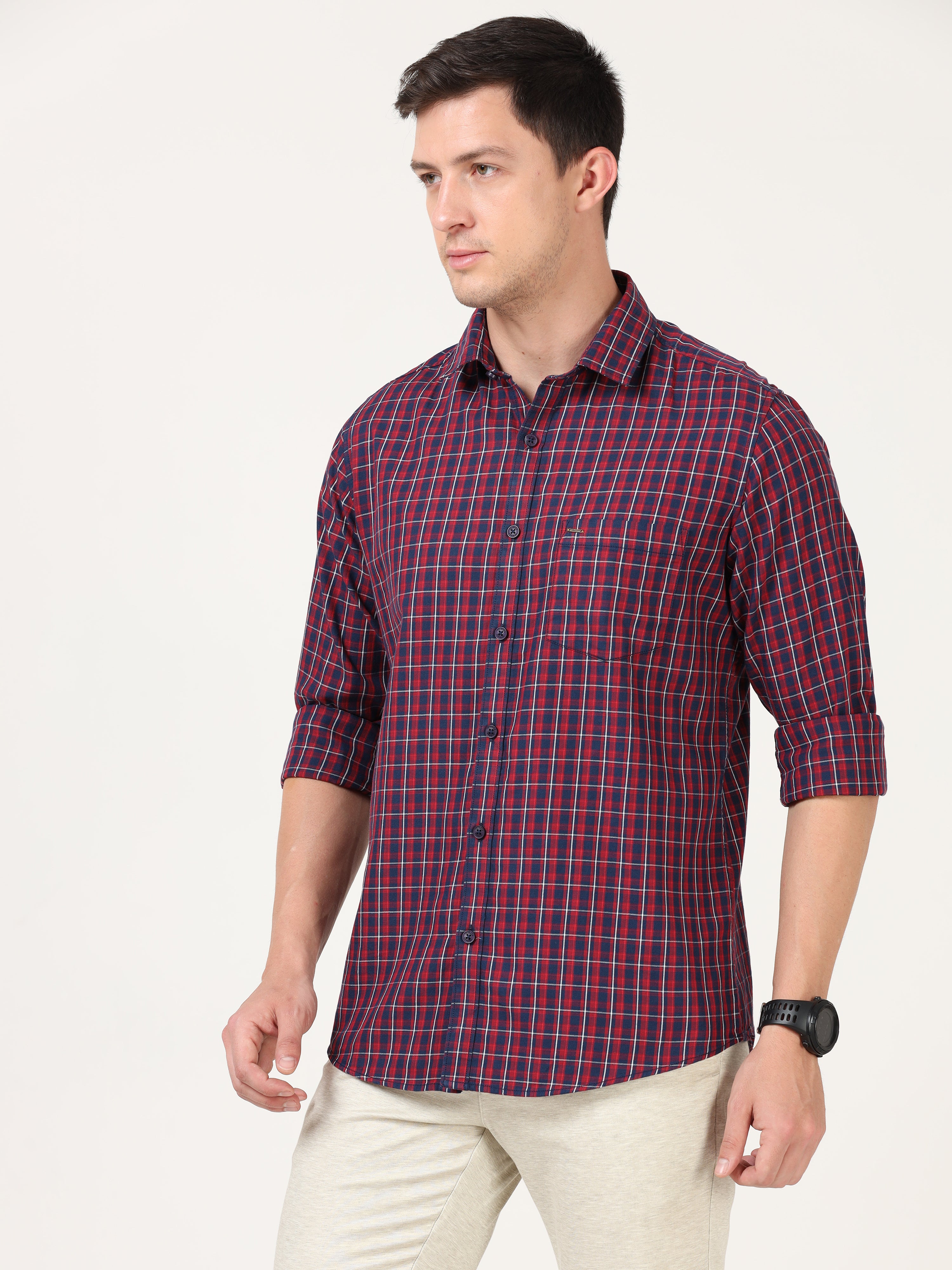 Tartan Checks Red Full Sleeves