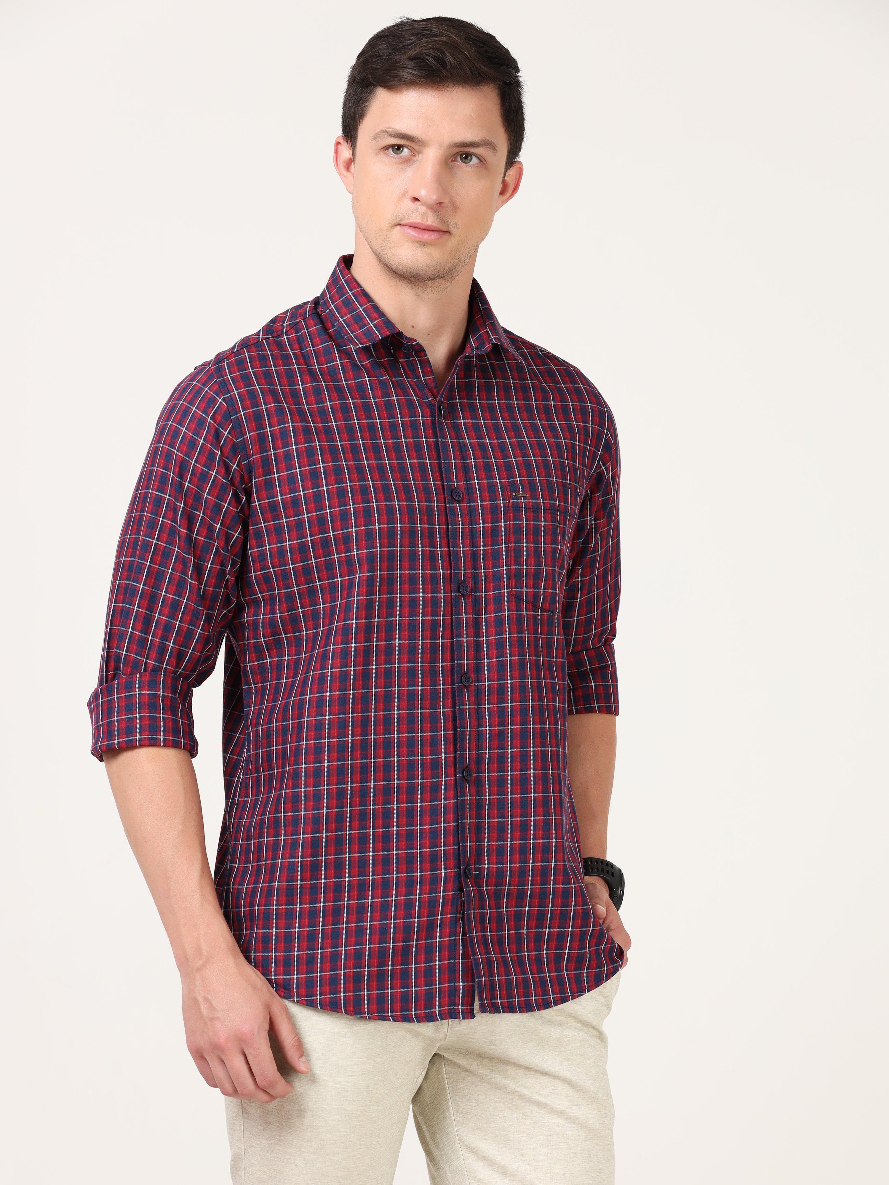 Tartan Checks Red Full Sleeves