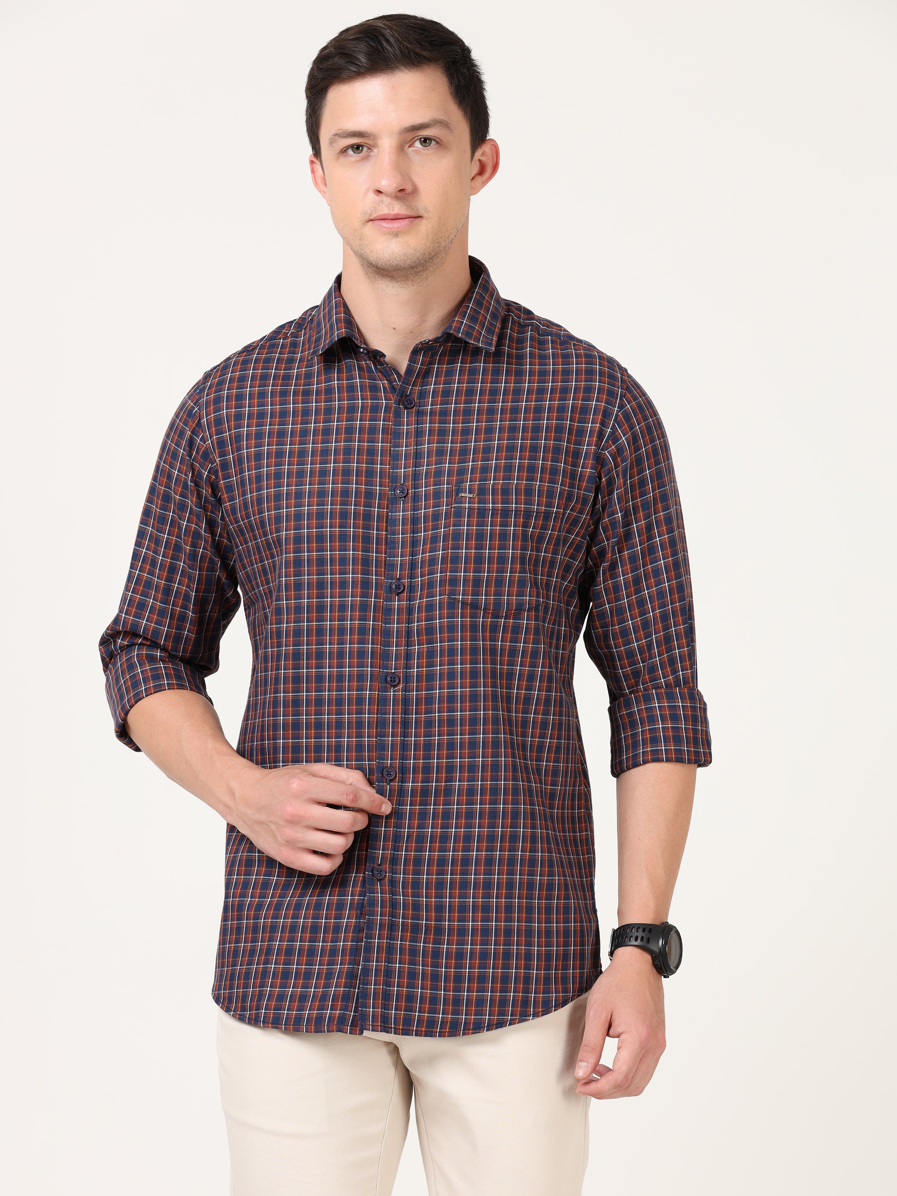 Men Slim Fit Casual Mustard Full Sleeves Shirt  