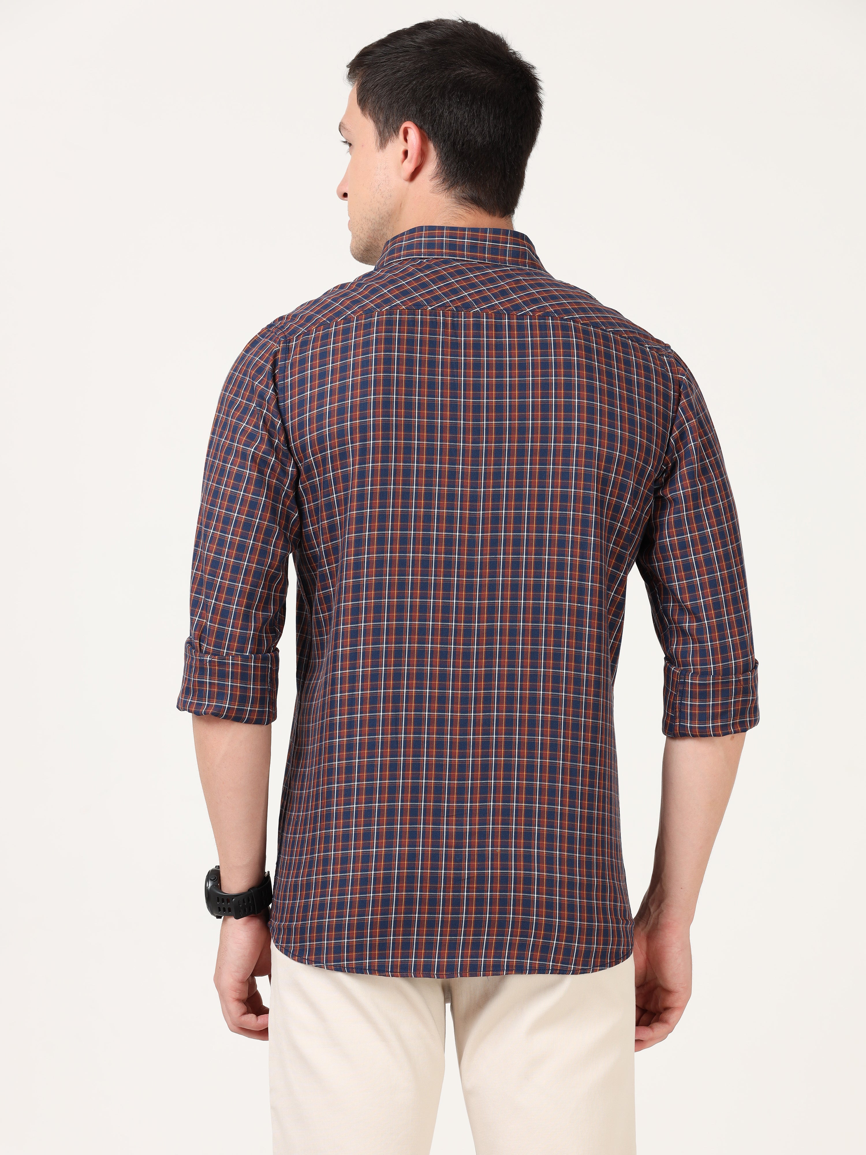 Men Slim Fit Casual Mustard Full Sleeves Shirt