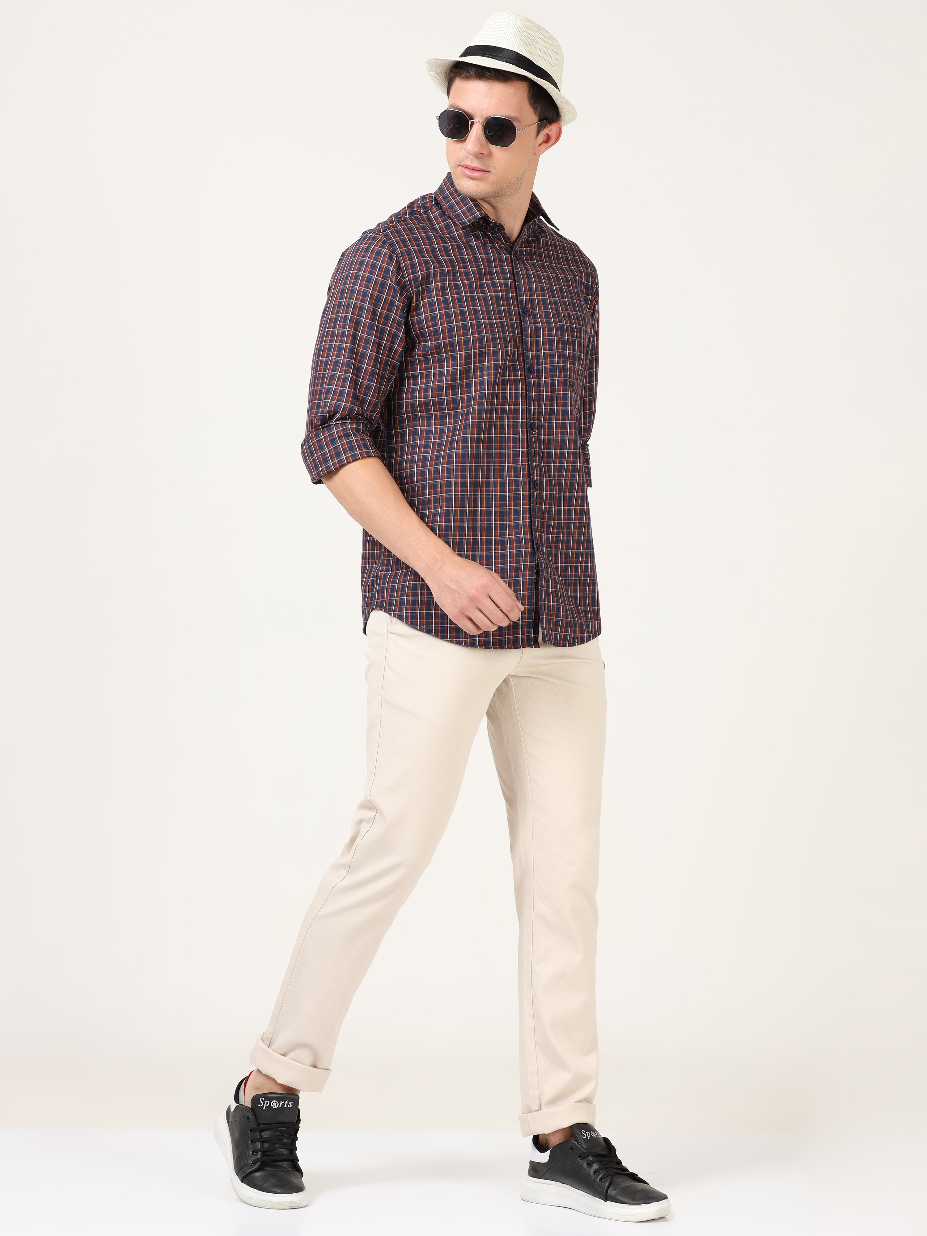 Men Slim Fit Casual Mustard Full Sleeves Shirt