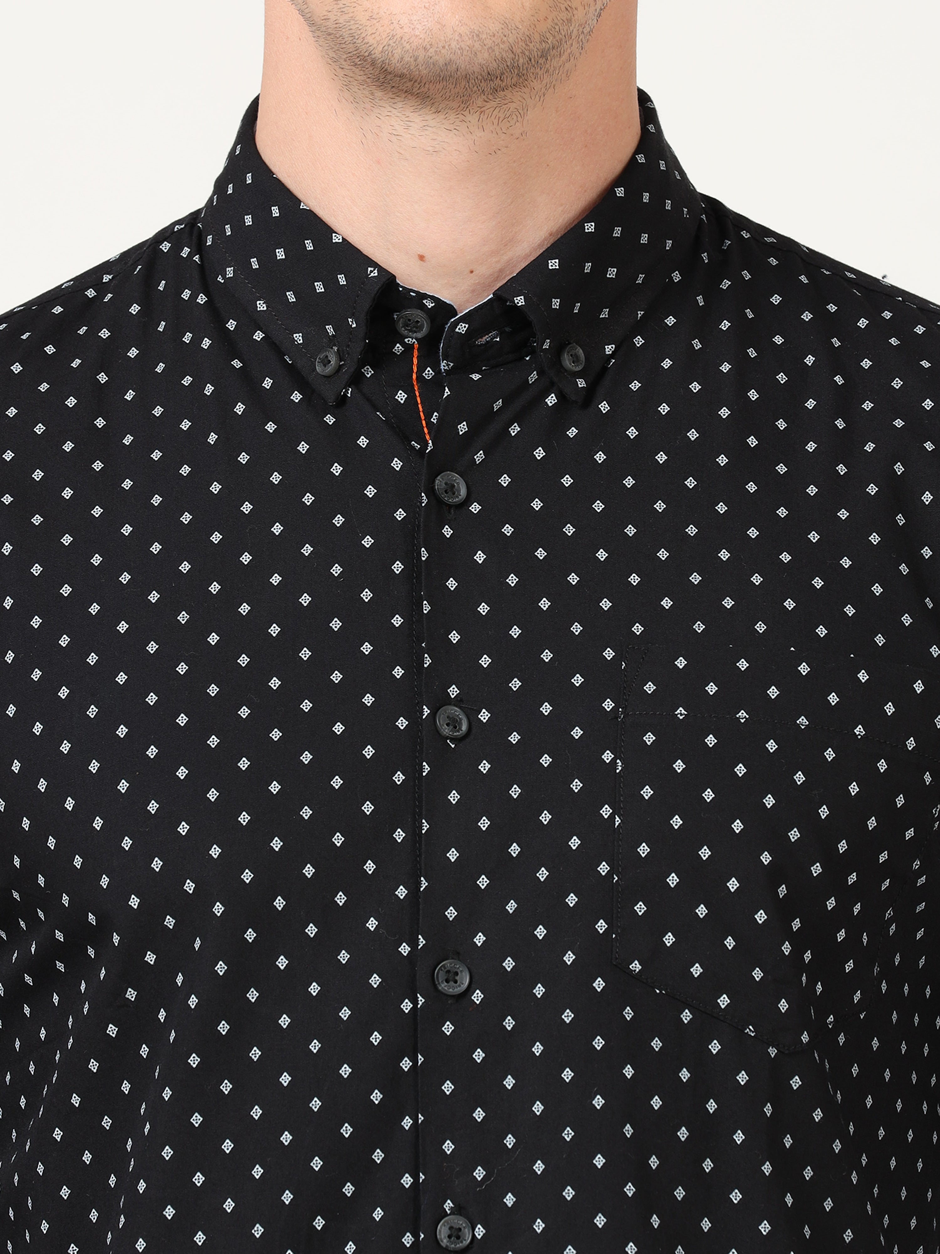 GEOMETRIC PRINT Black Full Sleeves