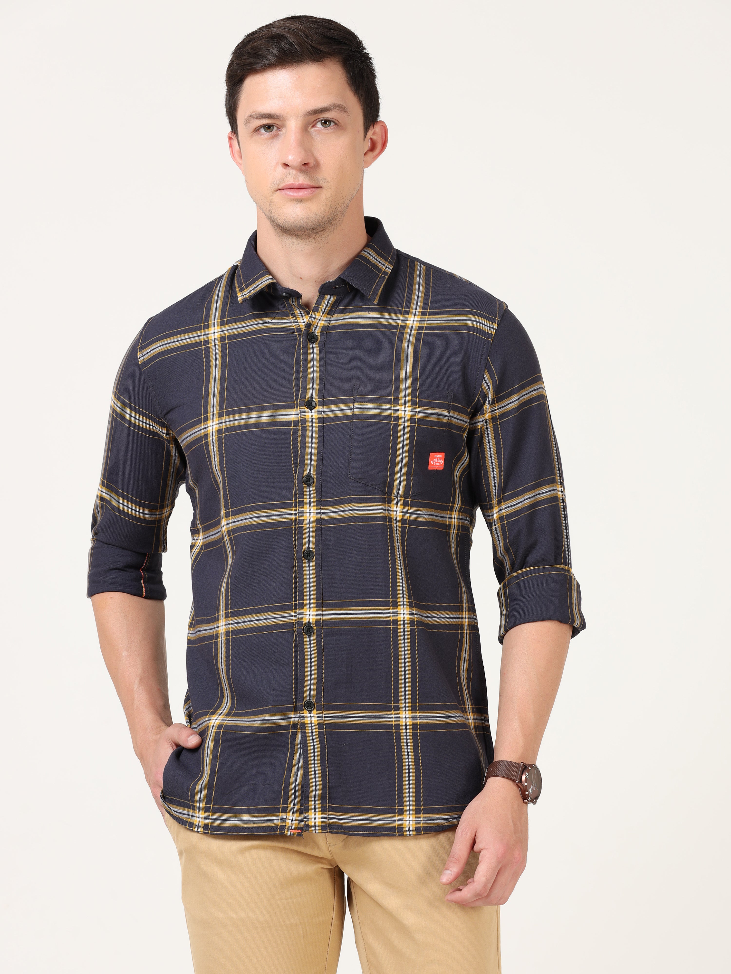 Windowpane Checks Yellow Full Sleeves
