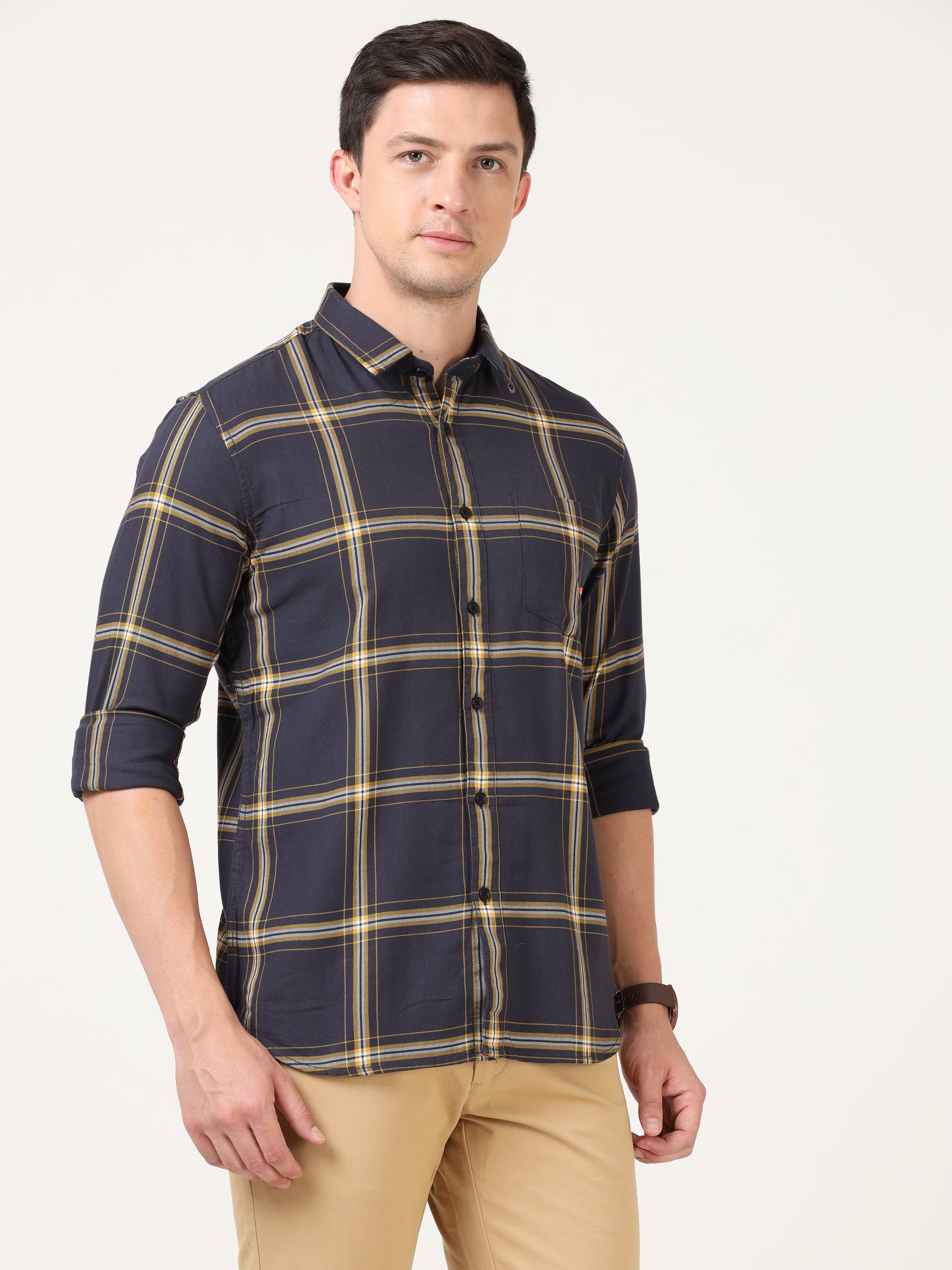 Windowpane Checks Yellow Full Sleeves