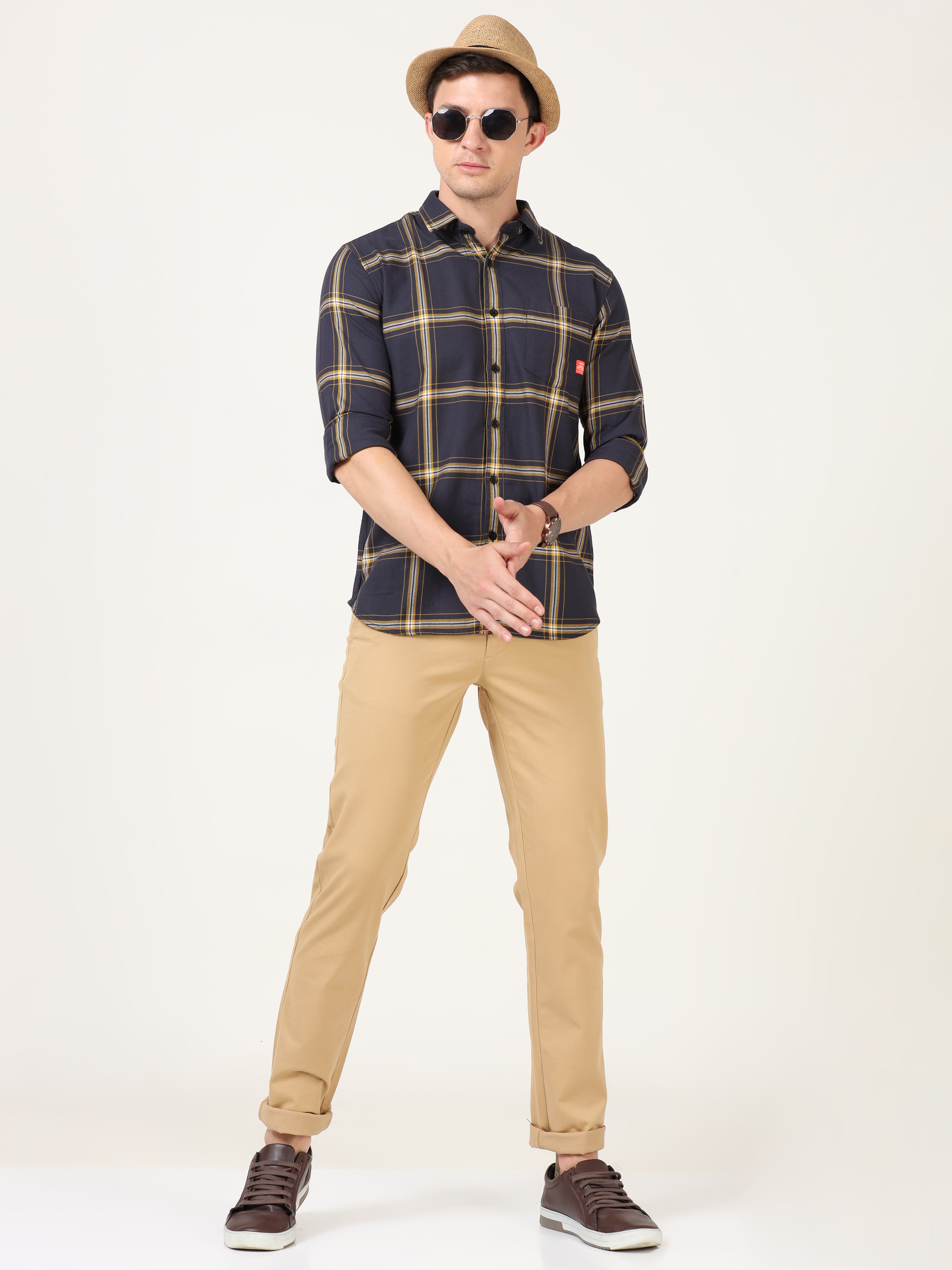 Windowpane Checks Yellow Full Sleeves