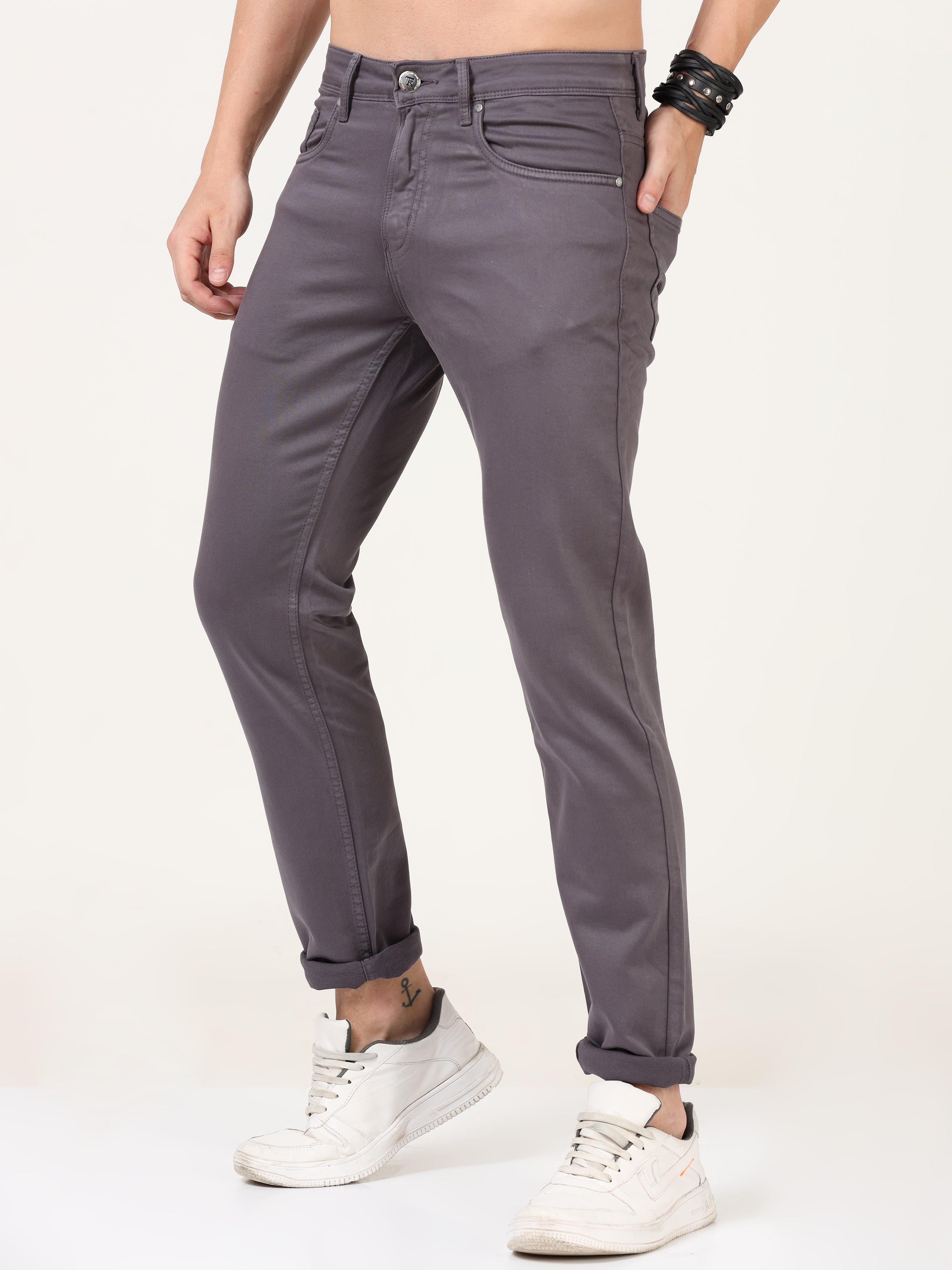 Men Slim Fit Graphite Jean