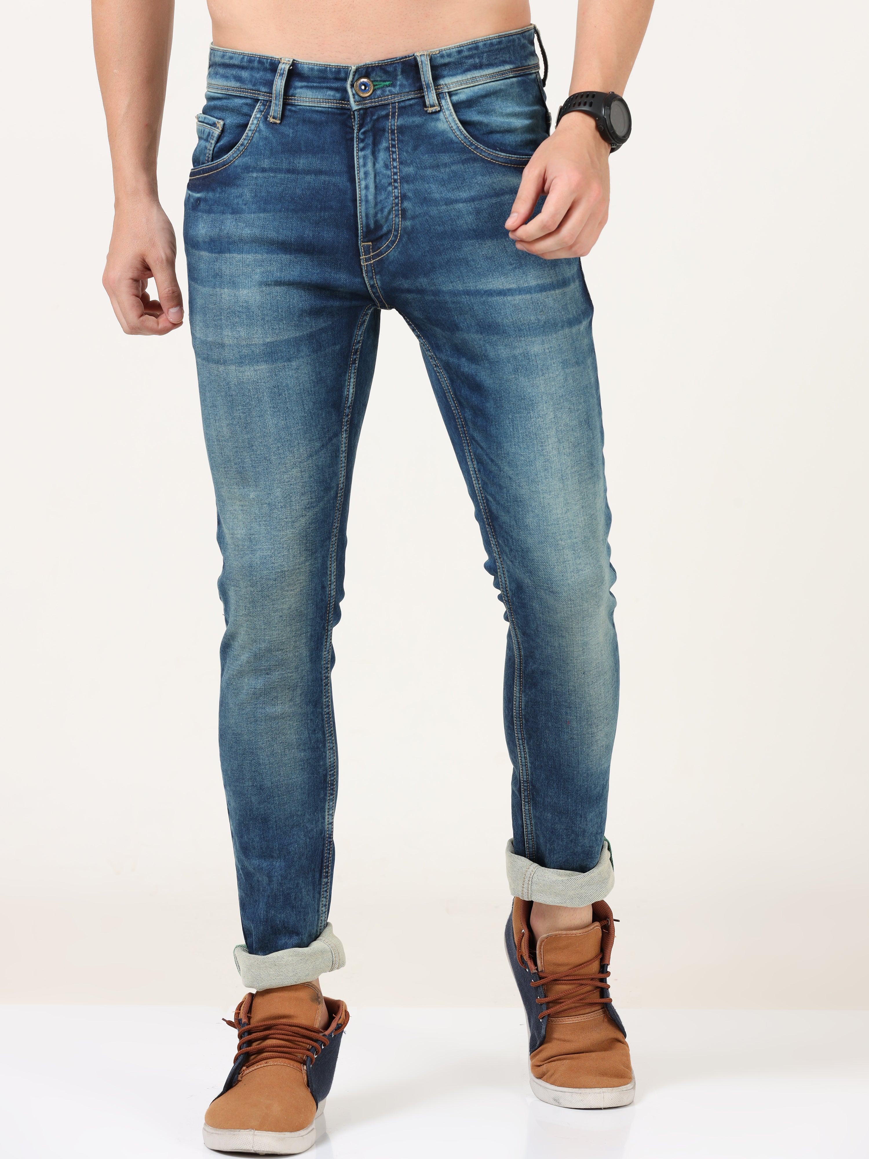 Men Skinny-Fit Blue Jeans