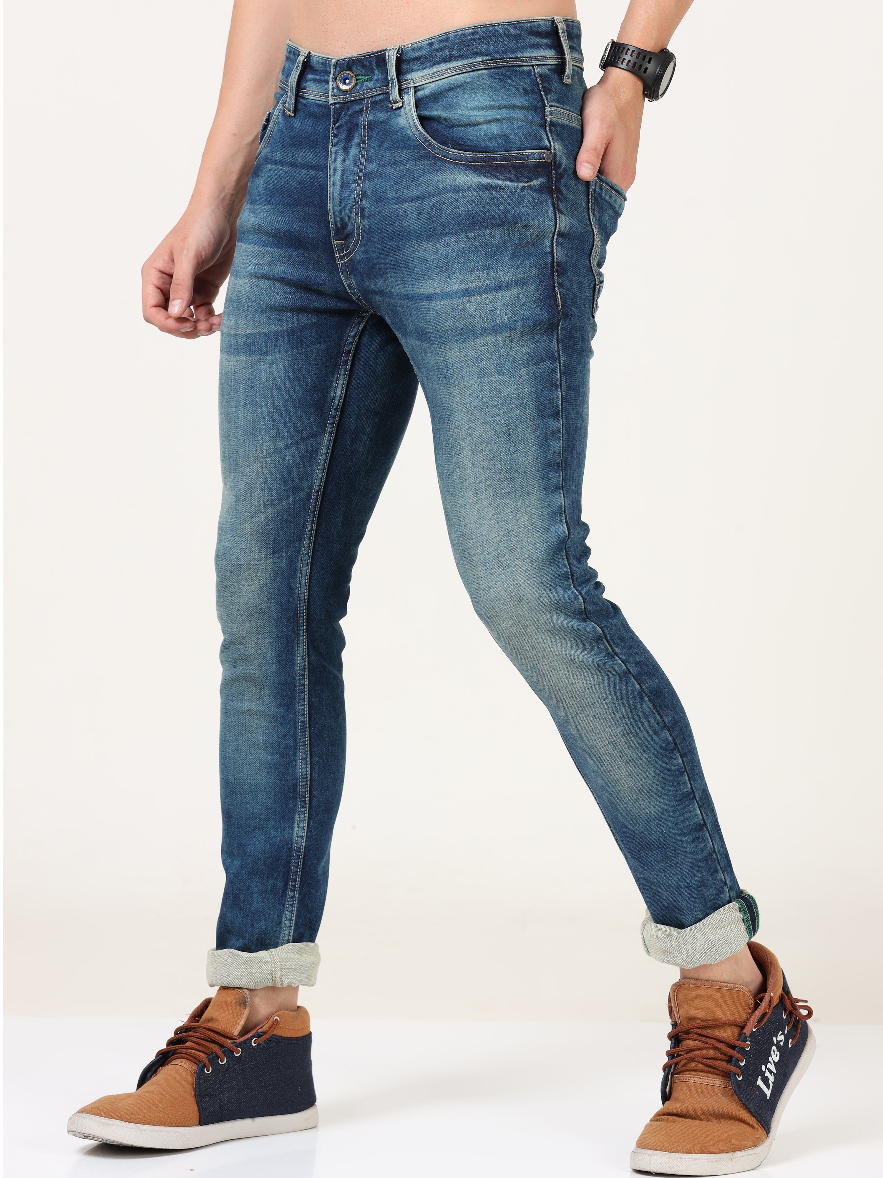 Men Skinny-Fit Blue Jeans