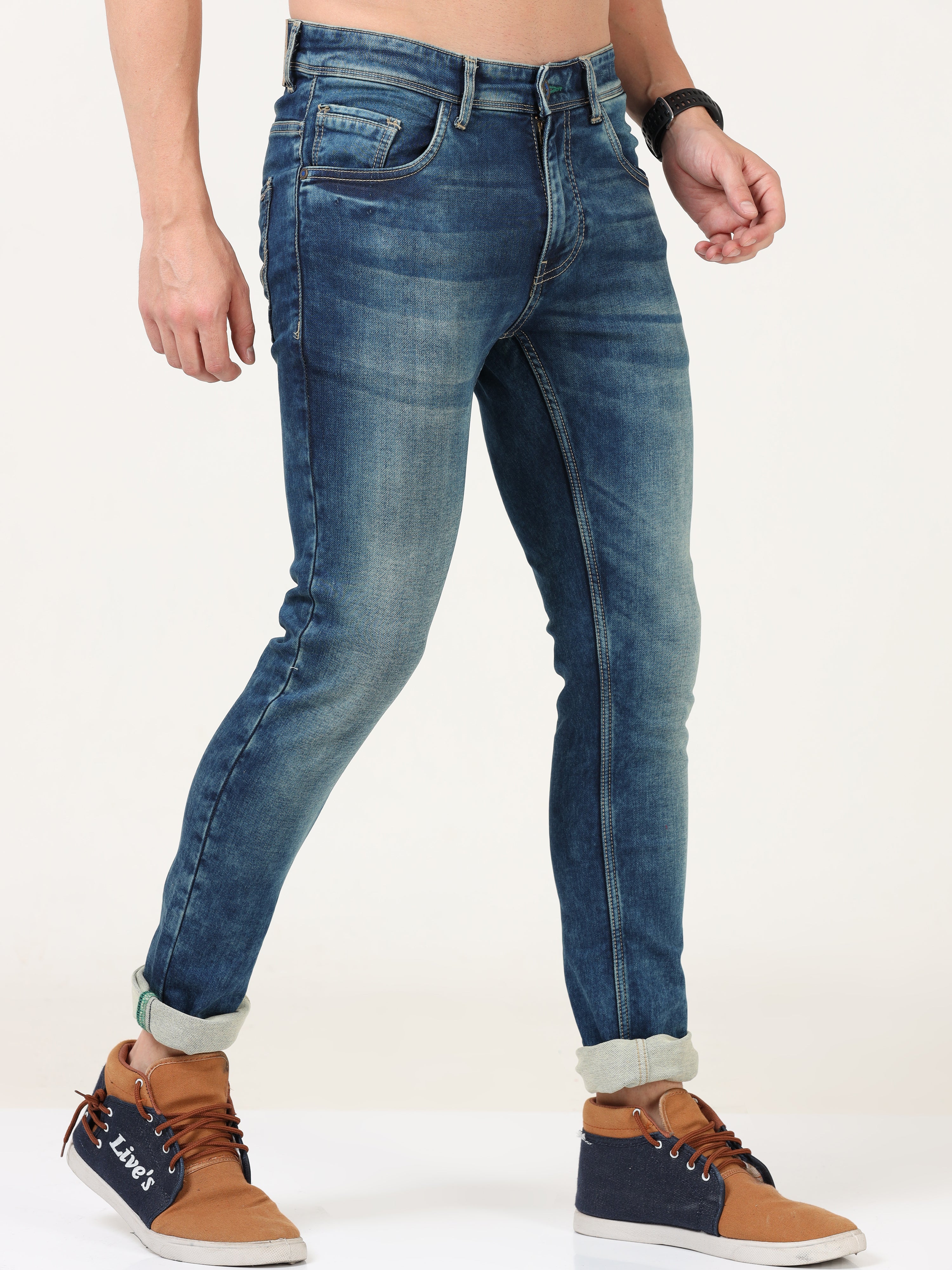 Men Skinny-Fit Blue Jeans