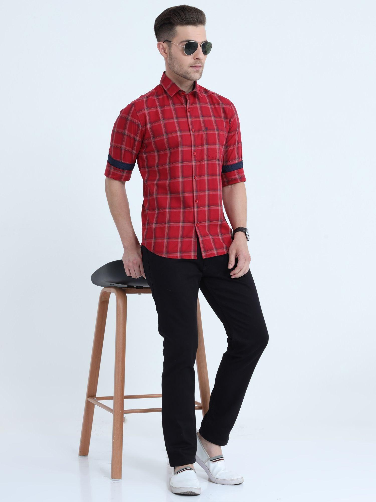  Tartan Checks Red Full Sleeves