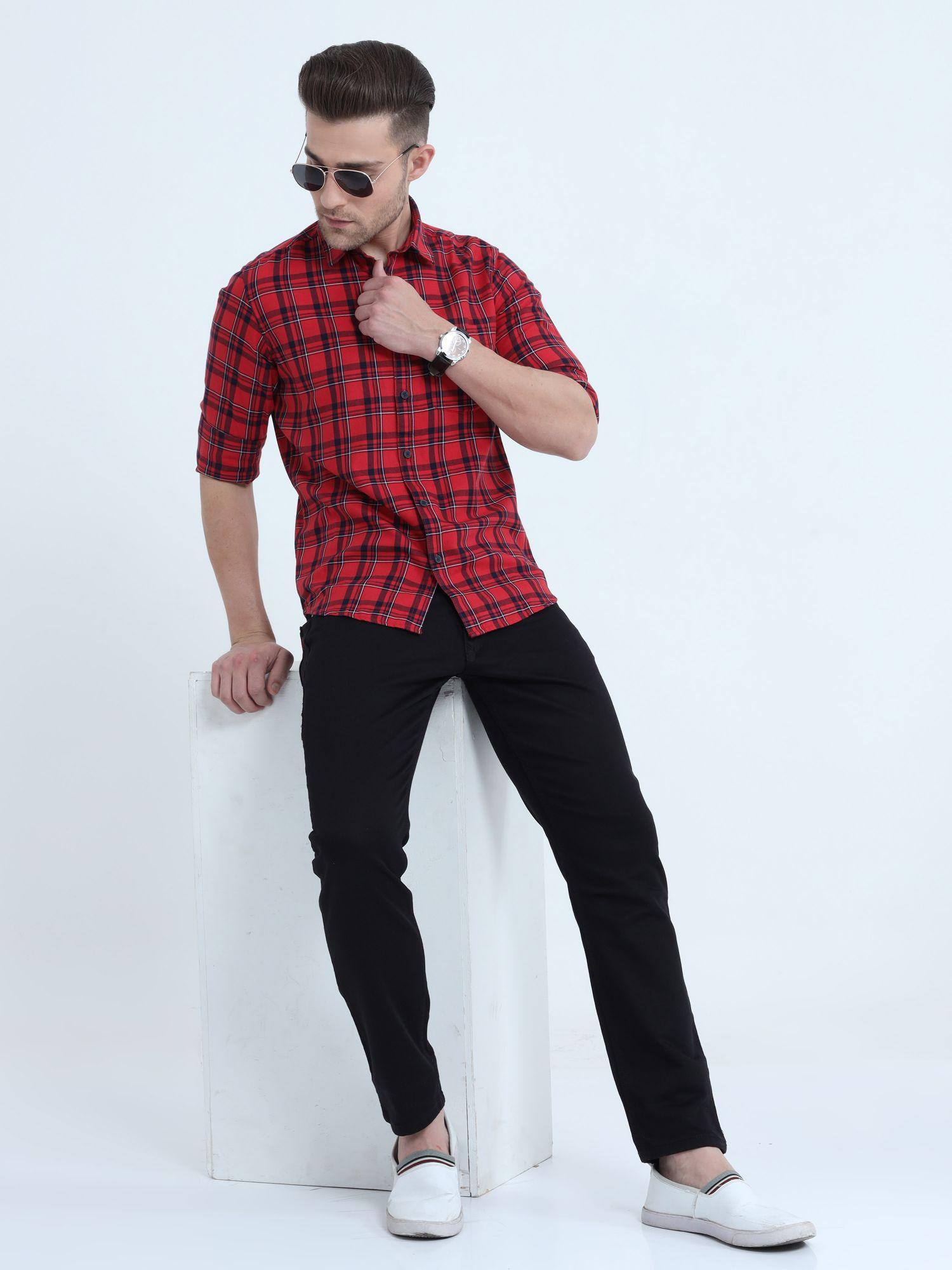  Tartan Checks Red Full Sleeves